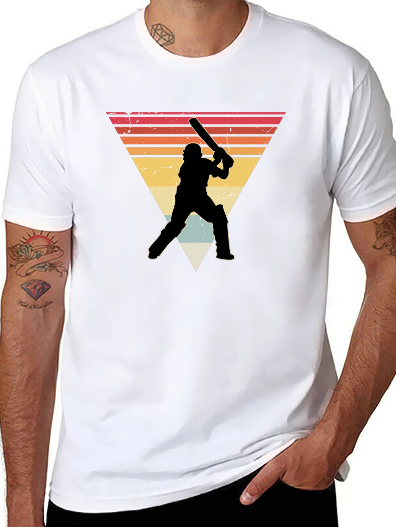 Retro Cricket Player Graphic Tee