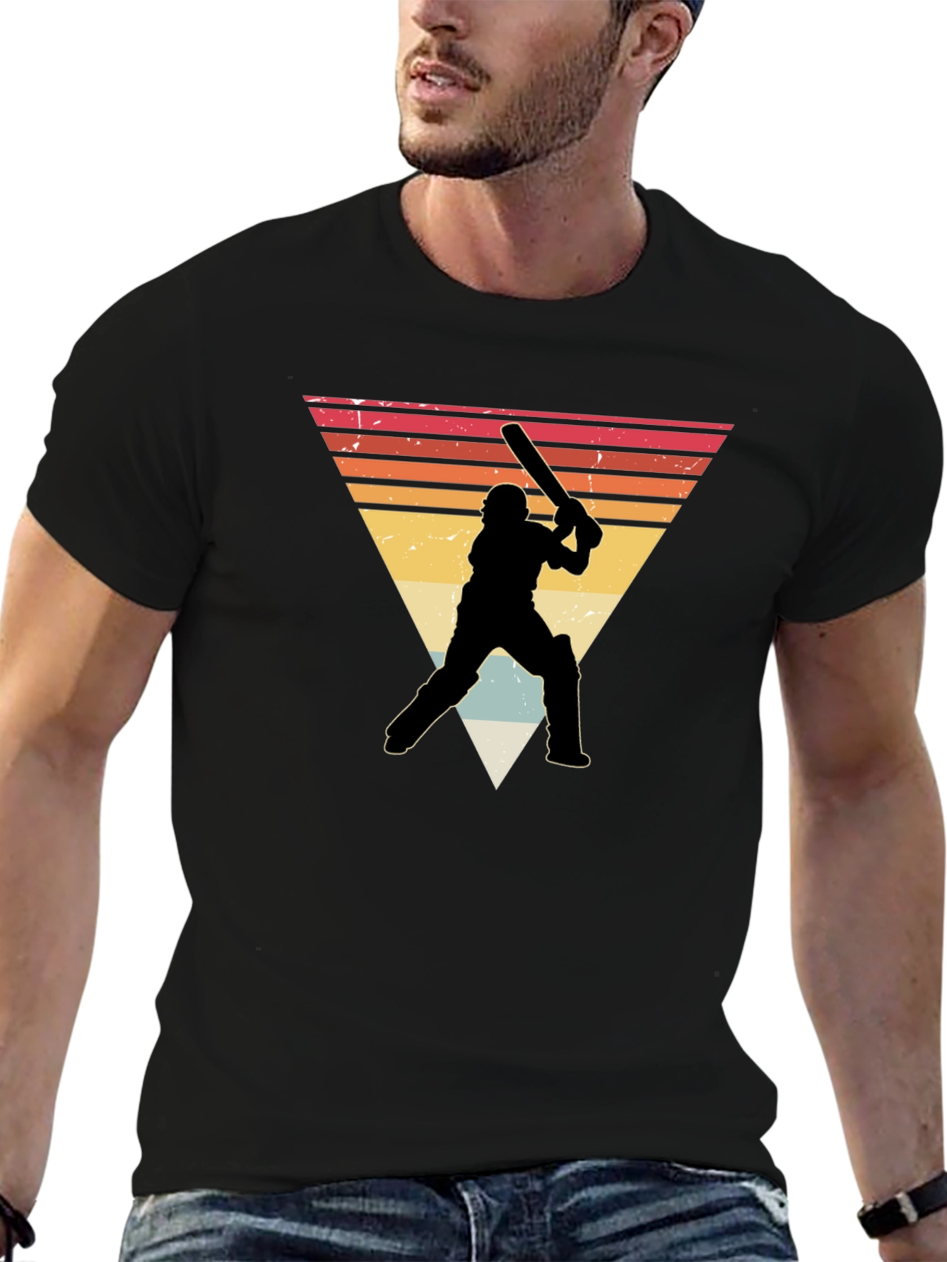 Retro Cricket Player Graphic Tee