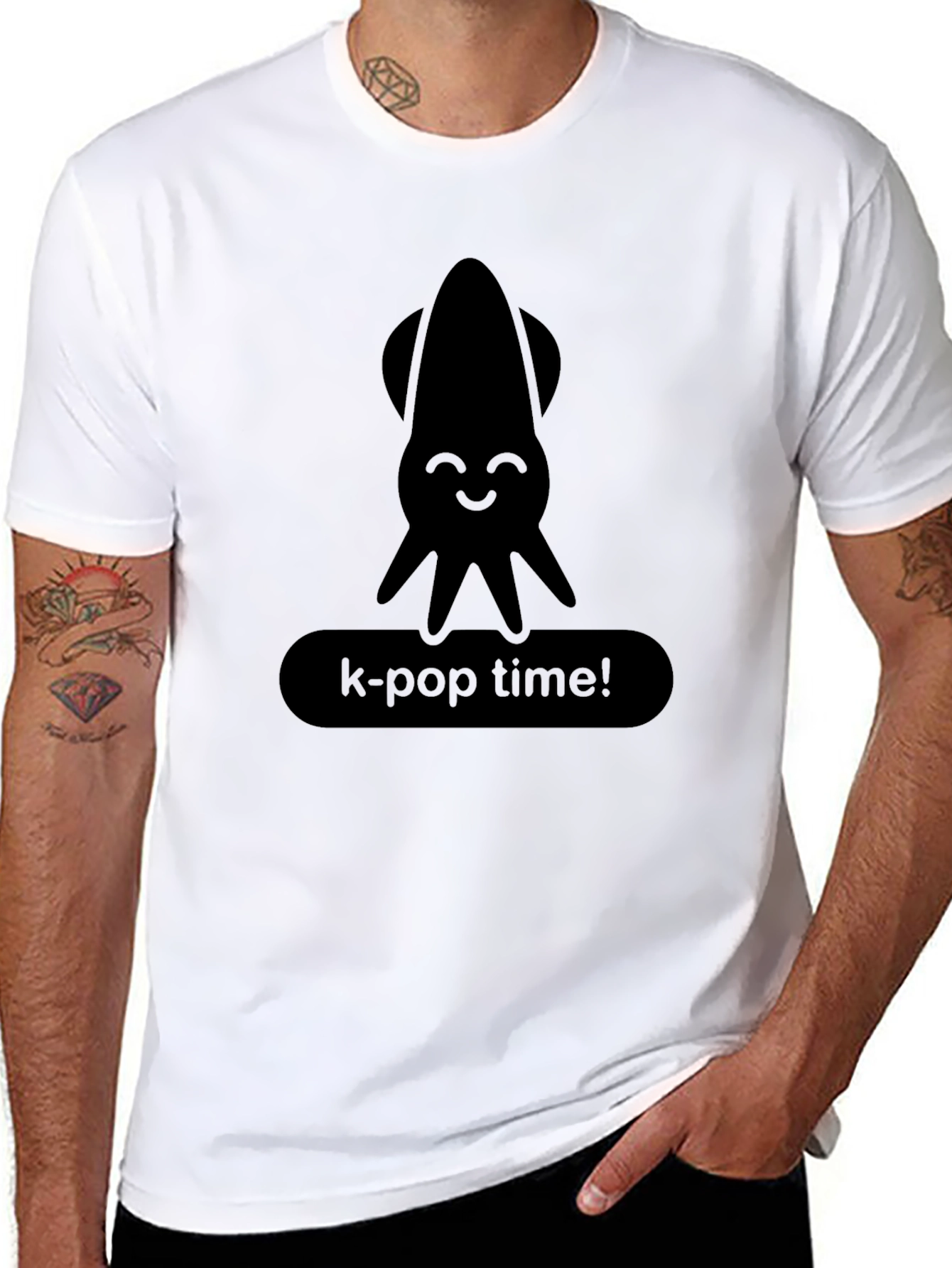 K-Pop Time! Squid Graphic Black T-Shirt