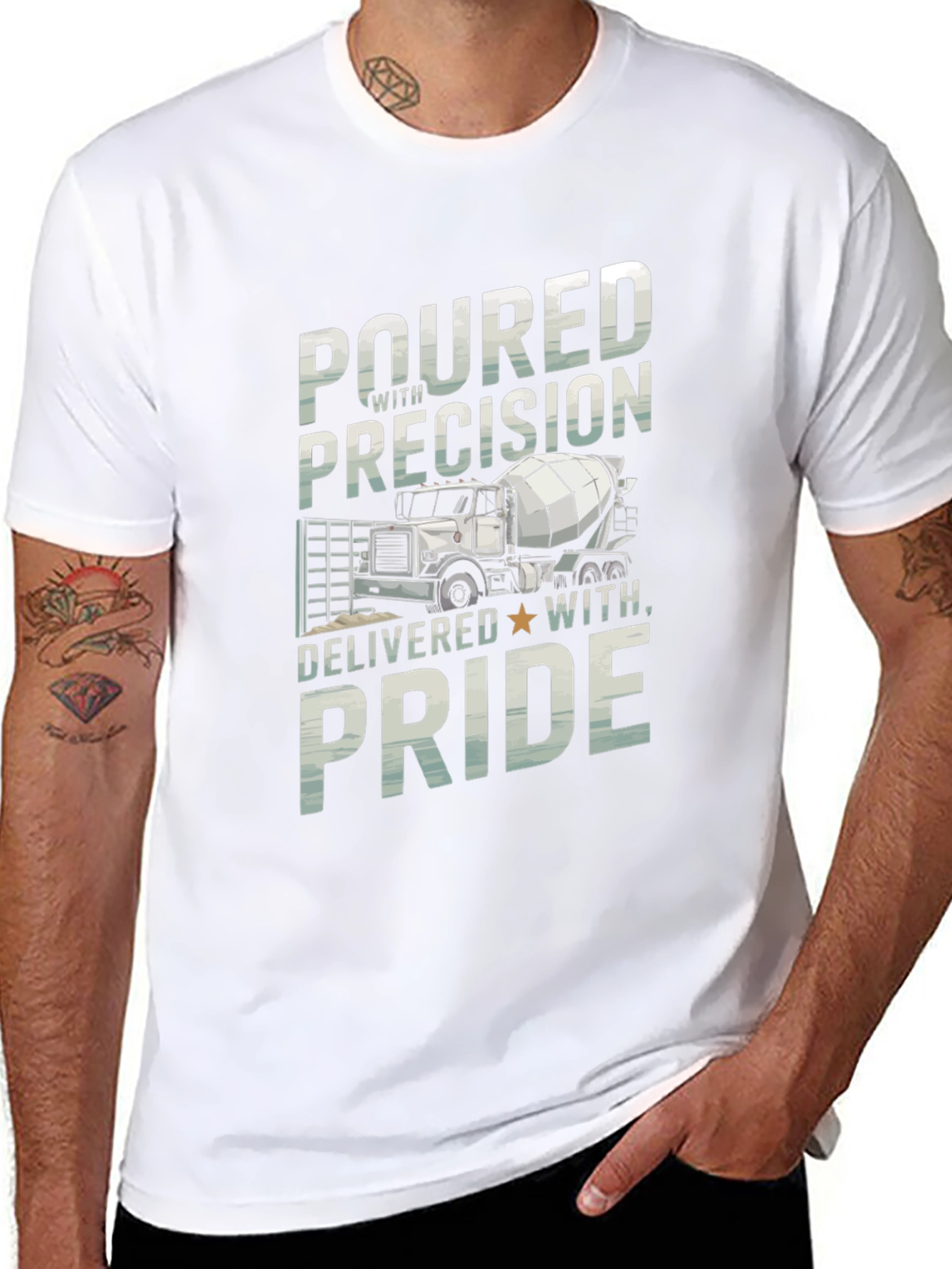 Poured with Precision Cement Truck Graphic Tee