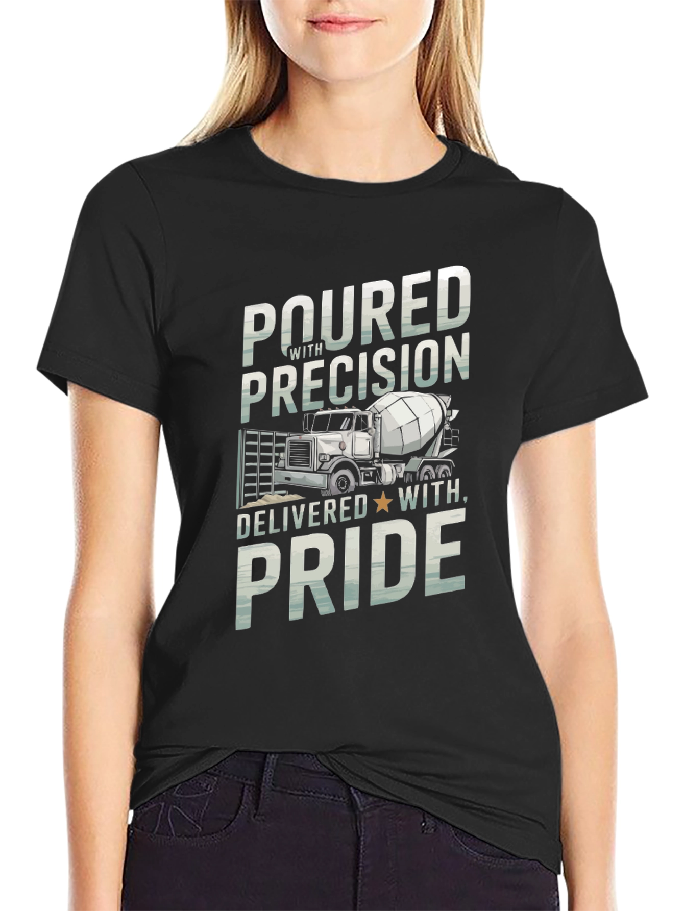 Poured with Precision Cement Truck Graphic Tee