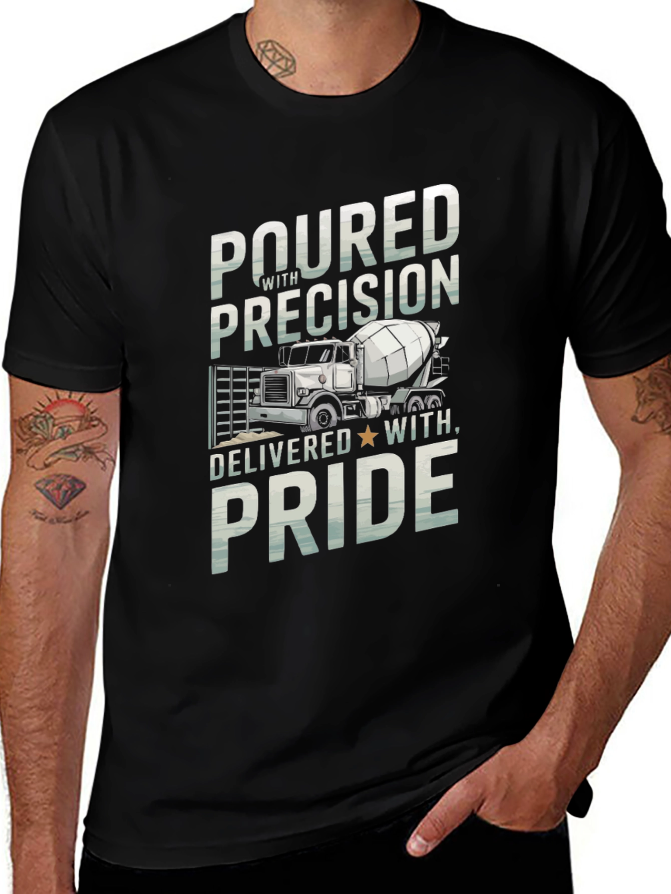Poured with Precision Cement Truck Graphic Tee