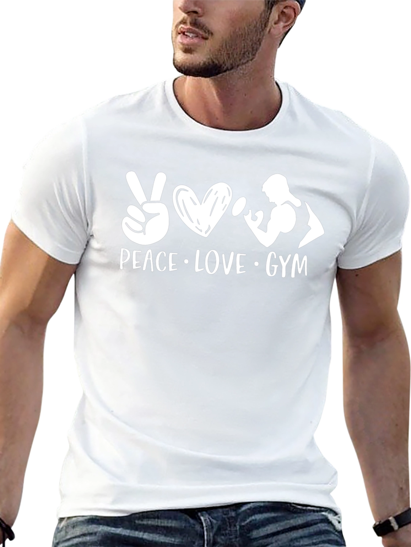 Peace Love Gym Black T-Shirt - Workout Apparel