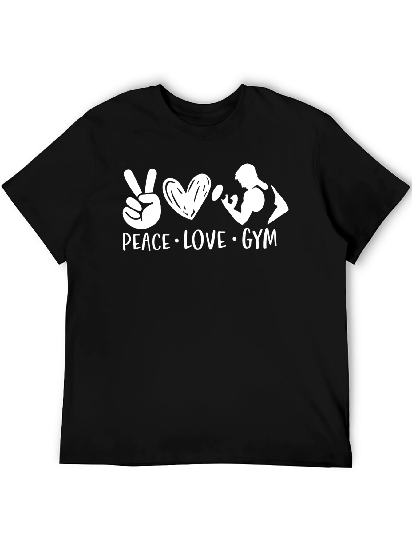 Peace Love Gym Black T-Shirt - Workout Apparel
