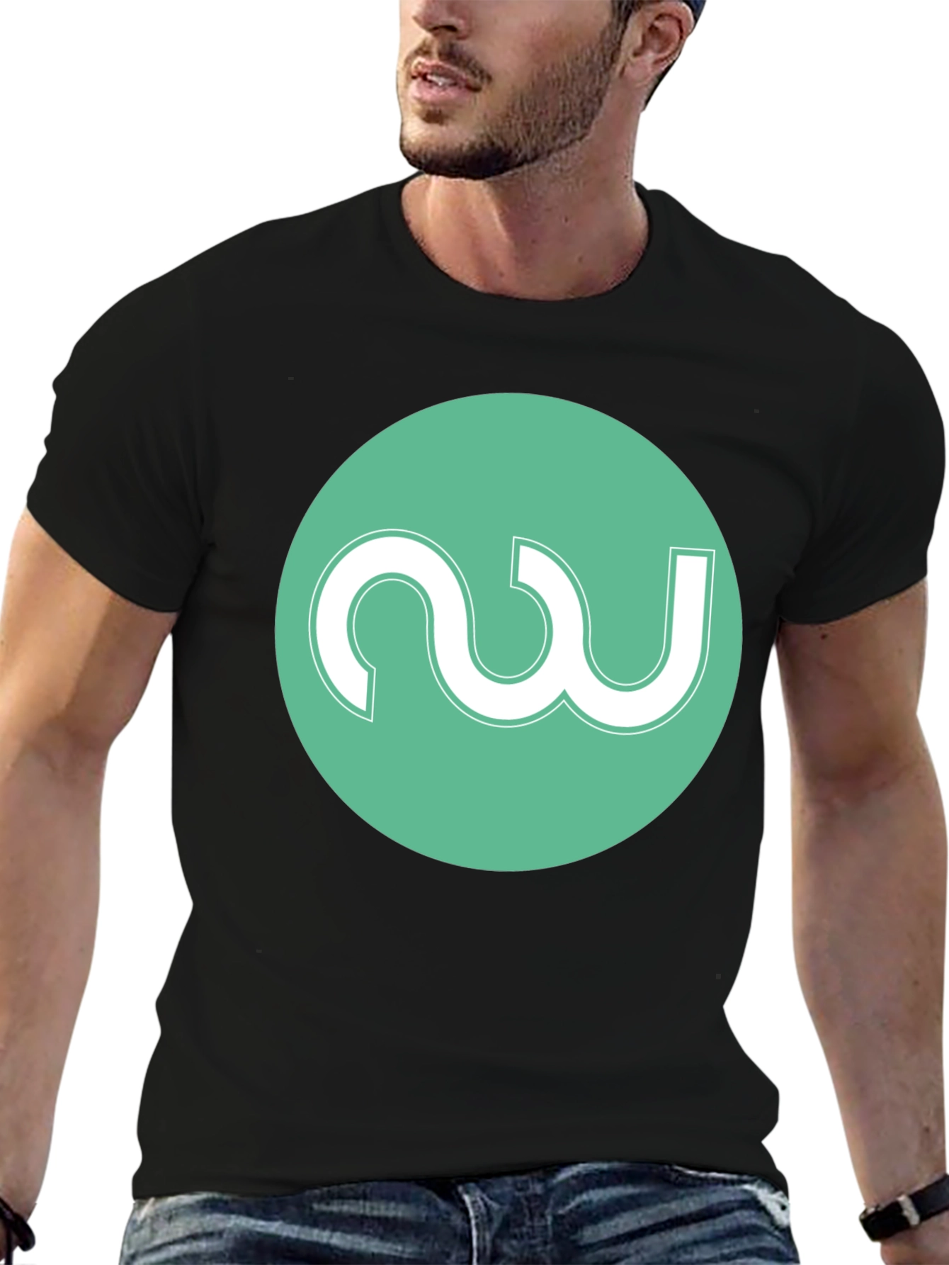 Modern Black Tee with Abstract Circle Logo