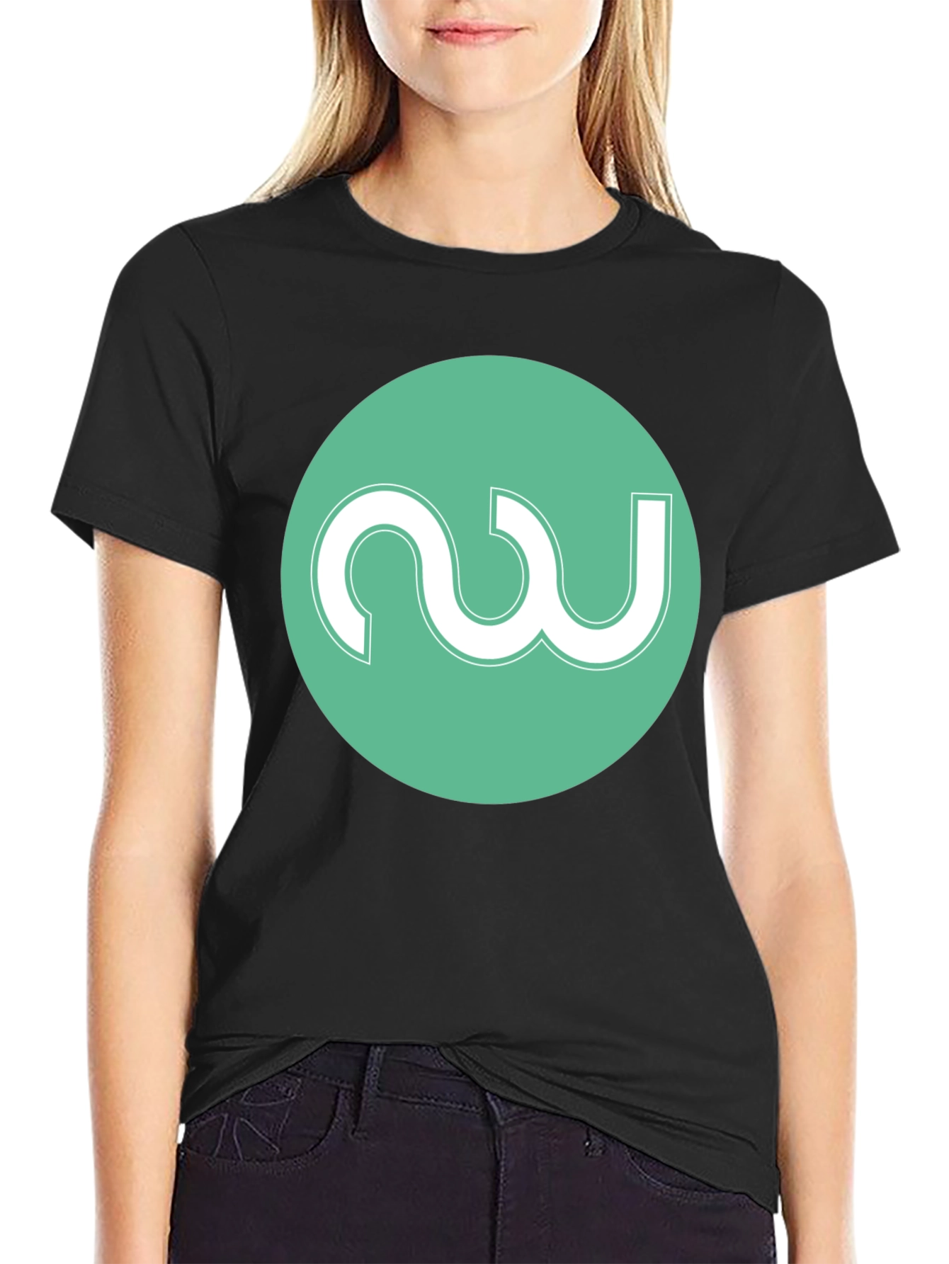 Modern Black Tee with Abstract Circle Logo