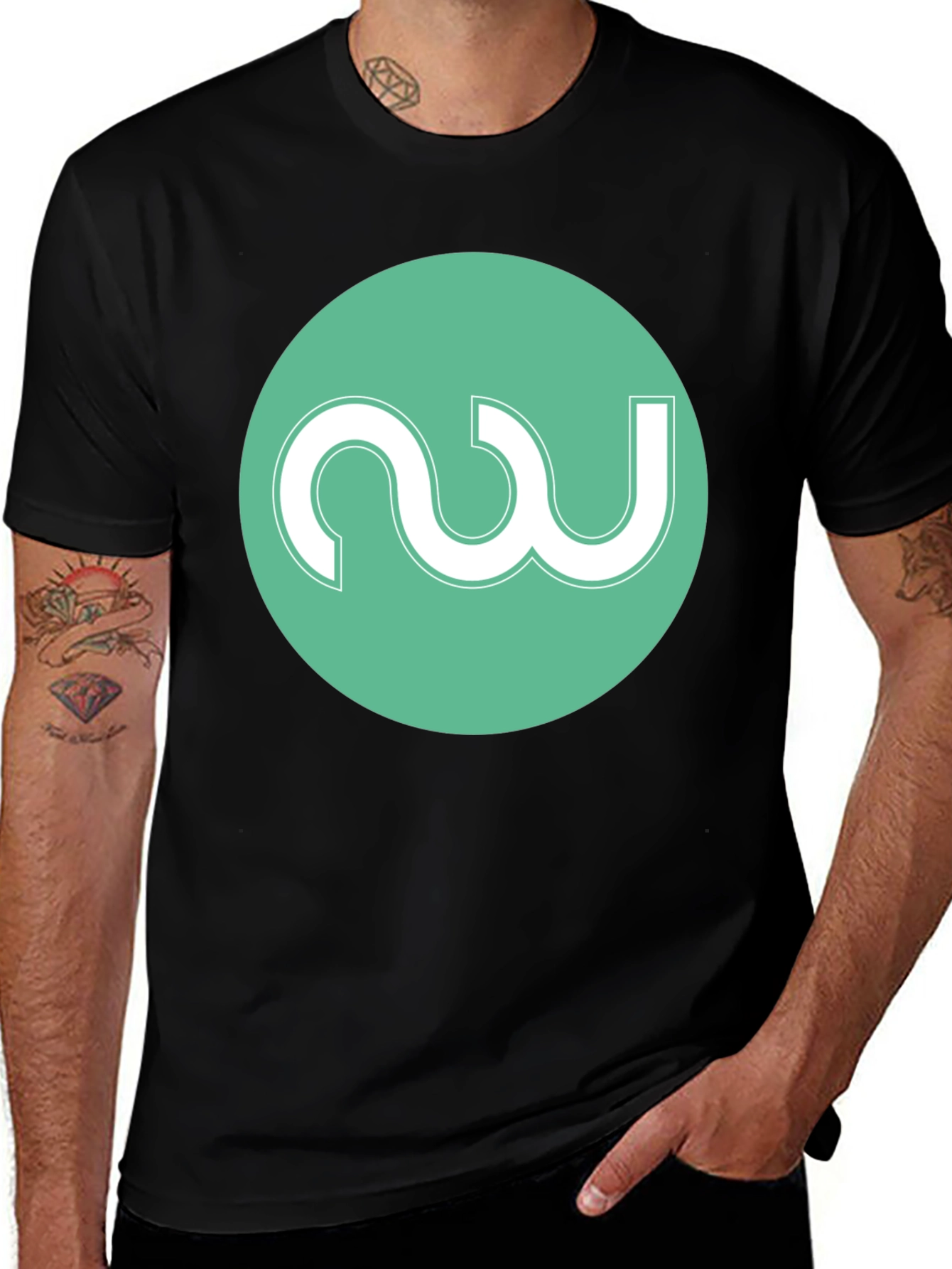 Modern Black Tee with Abstract Circle Logo