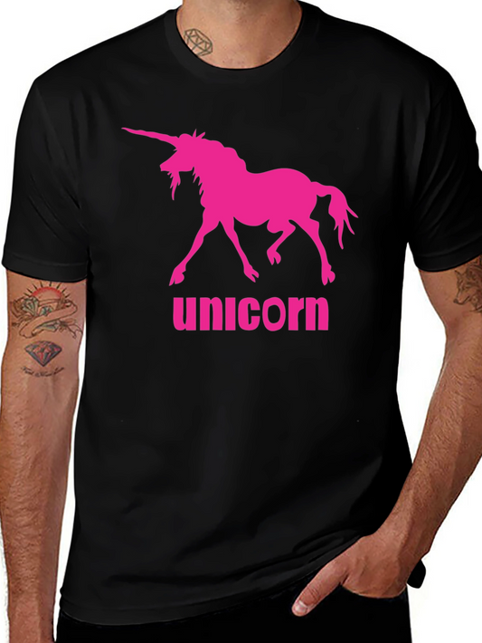 Unicorn Graphic Tee - Bold Pink Print on Black T-Shirt