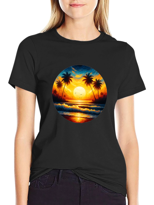 Tropical Sunset Beach Graphic Tee