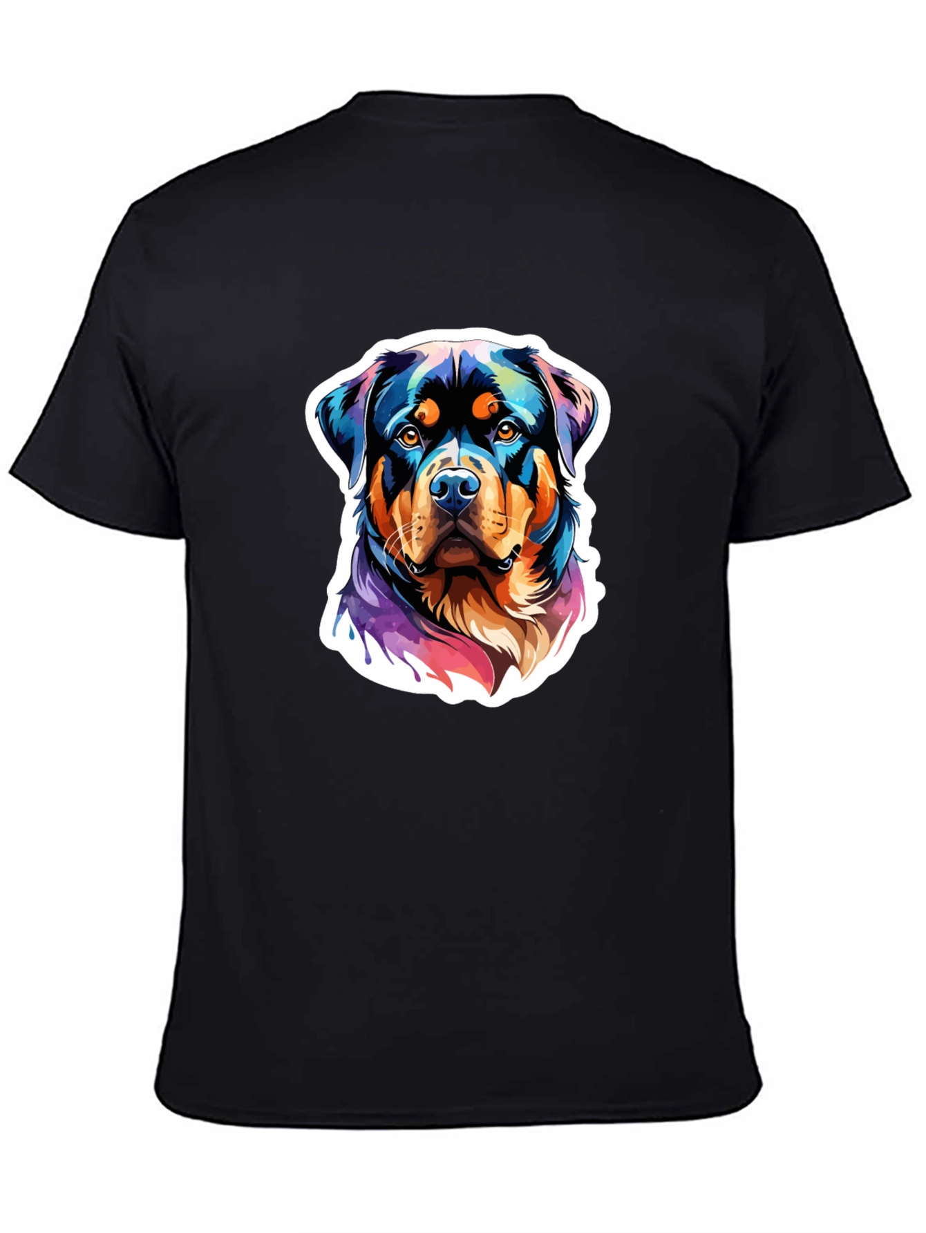 Rottweiler Art Graphic Tee - Black Cotton Blend