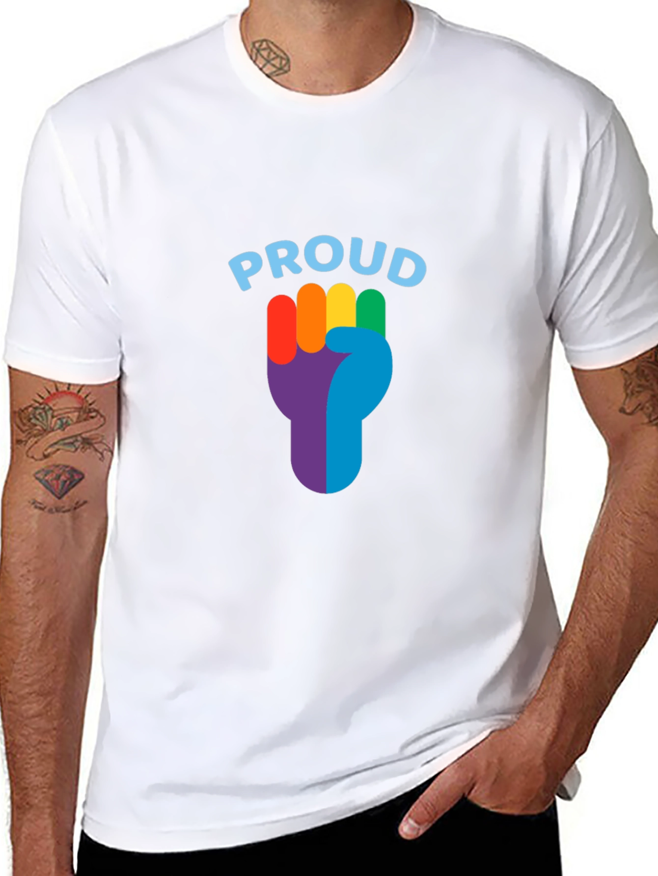 Proud LGBTQ+ Rainbow Fist Graphic Tee