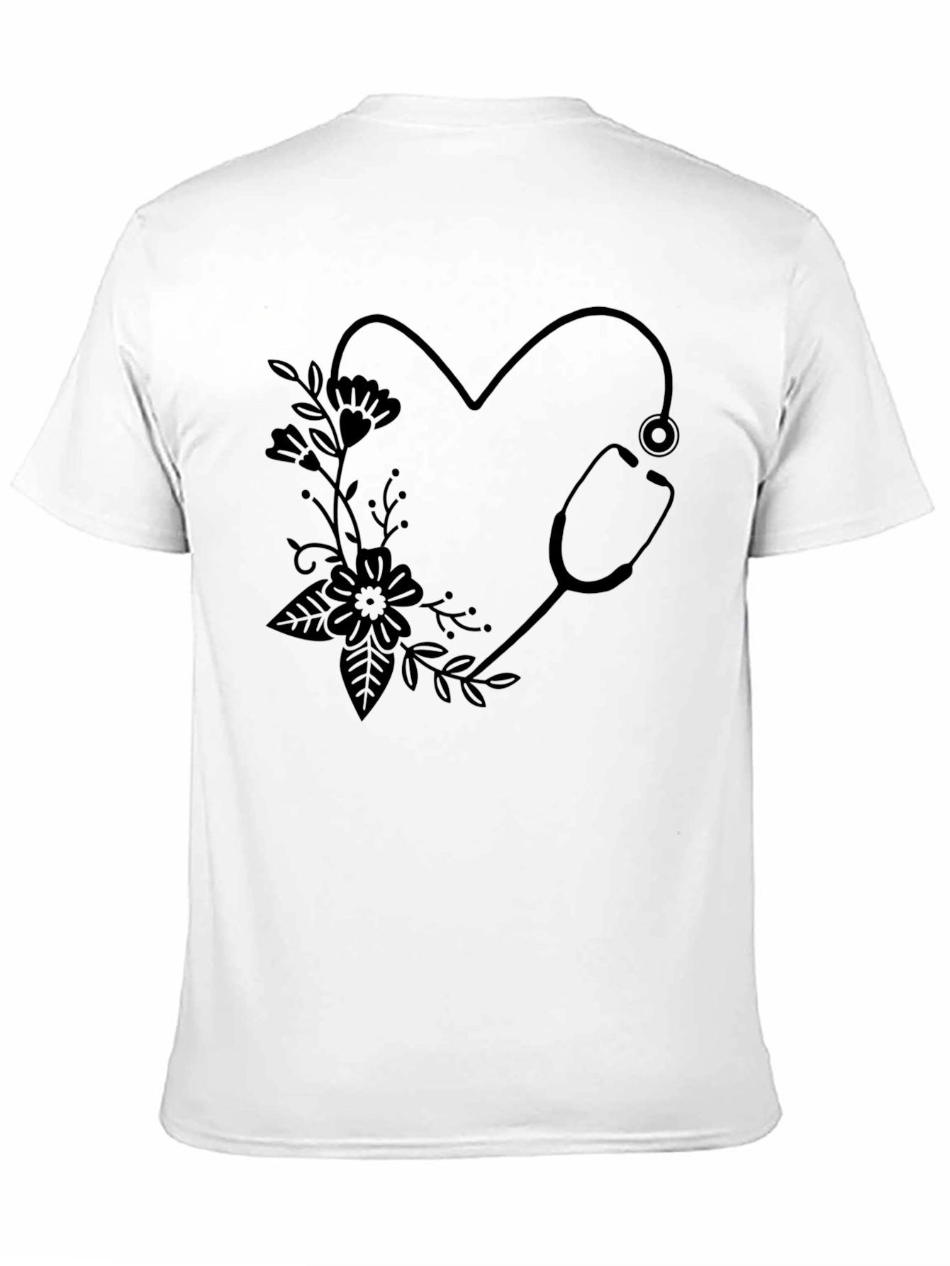 Nurse Heart Stethoscope Graphic Tee - Black