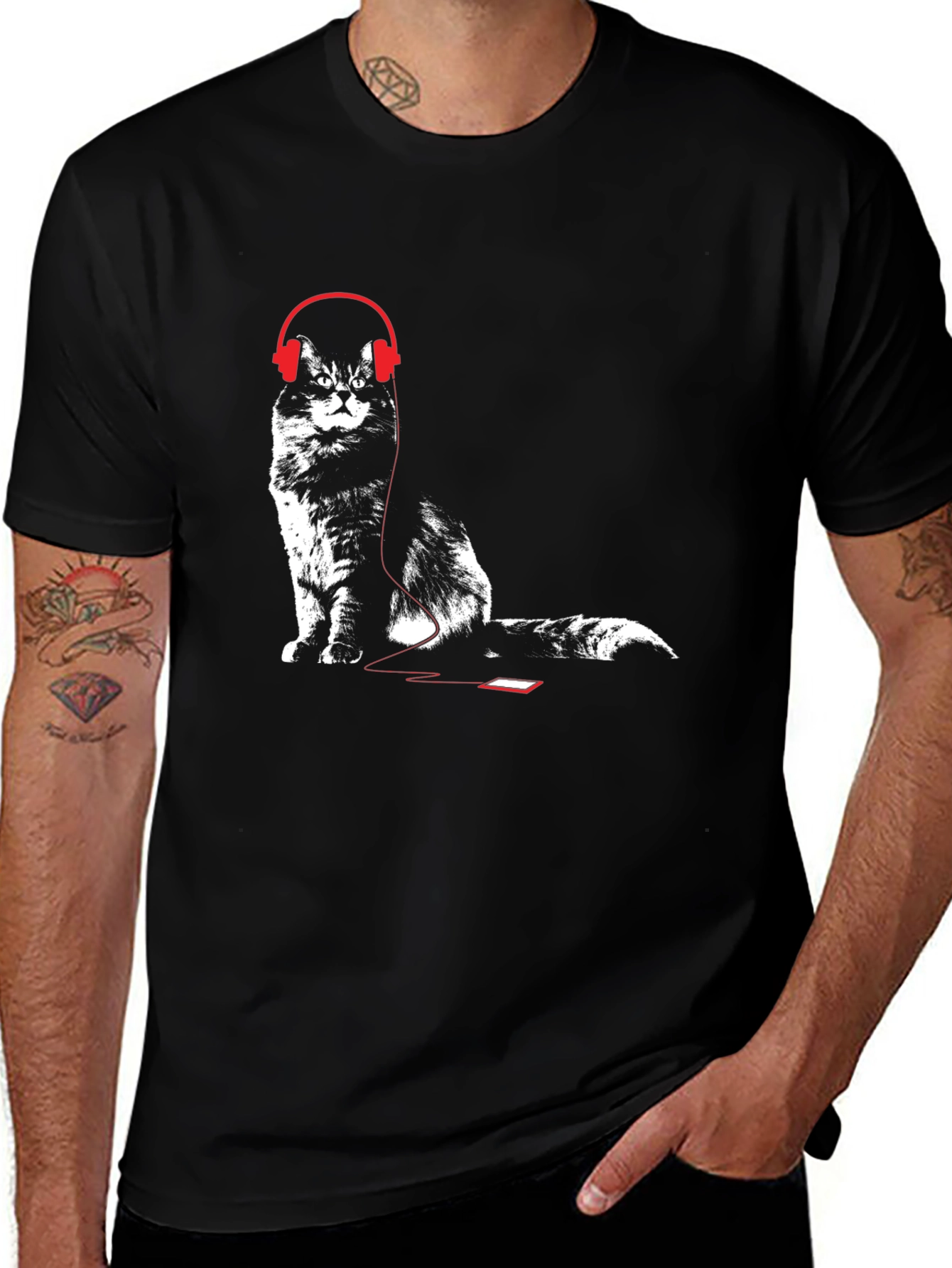 Cool Cat Headphones Graphic Tee