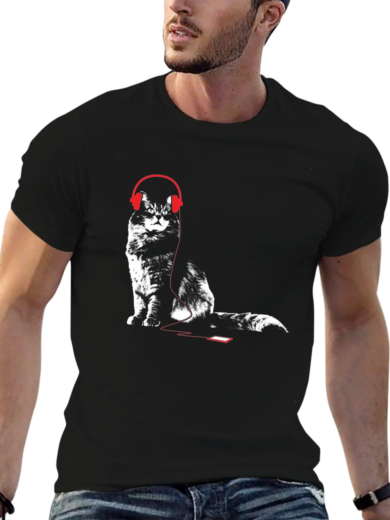 Cool Cat Headphones Graphic Tee