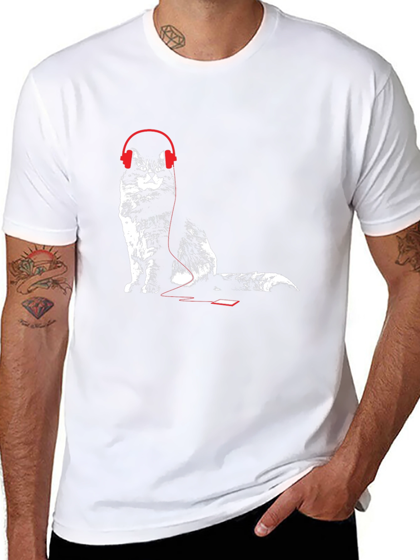 Cool Cat Headphones Graphic Tee