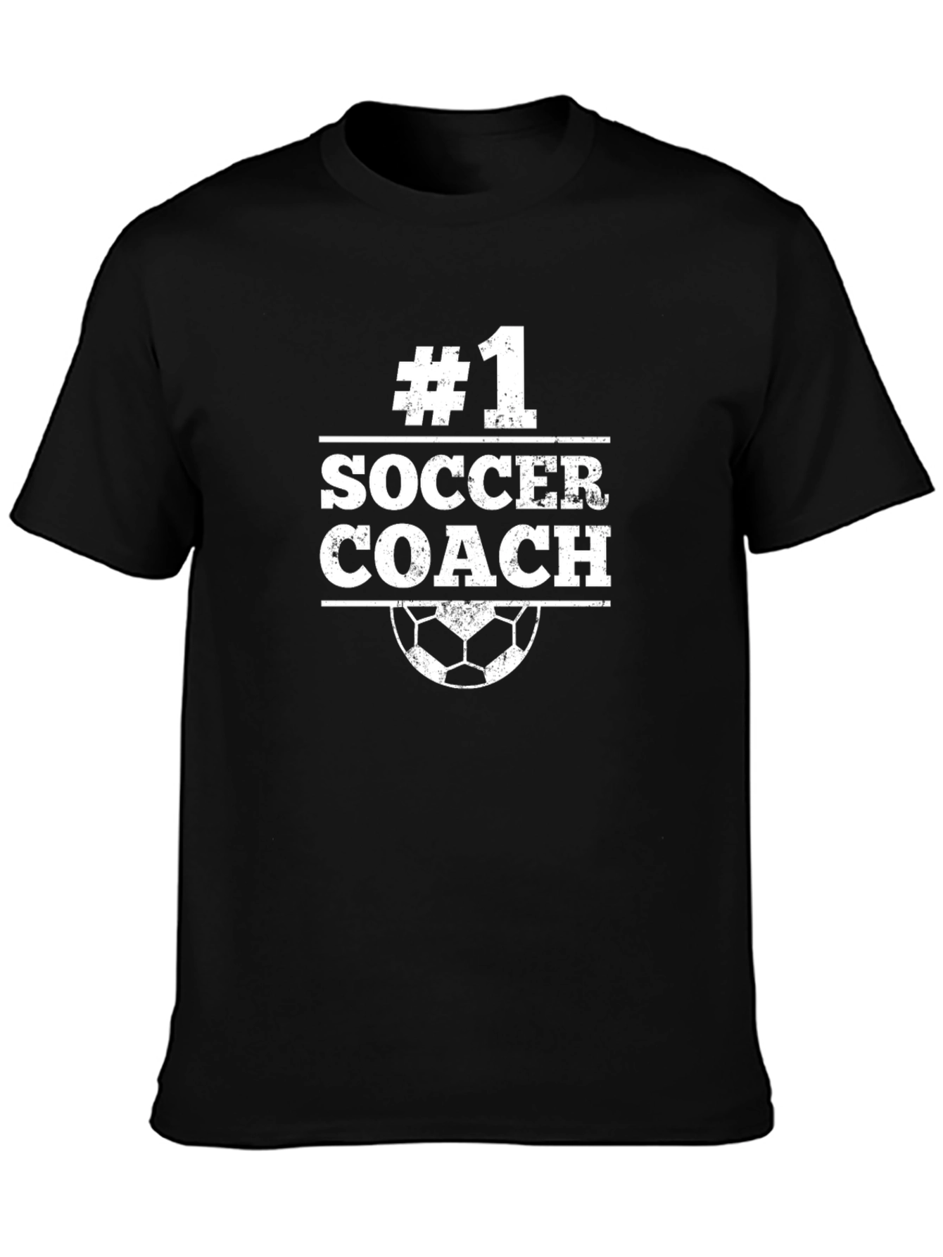 #1 Soccer Coach T-Shirt - Black Graphic Print