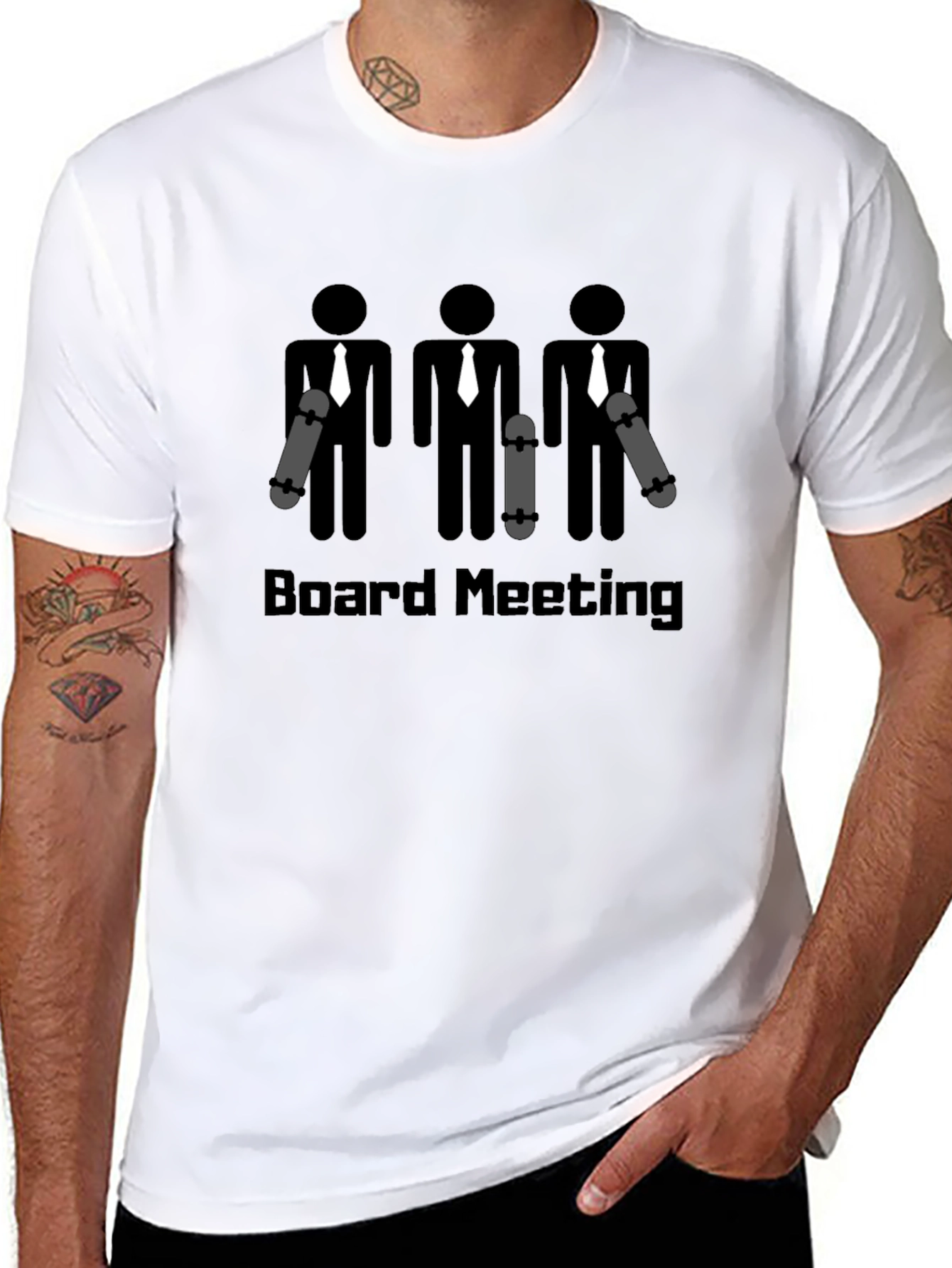 Board Meeting Graphic T-Shirt Skateboard Business Black Cotton Tee