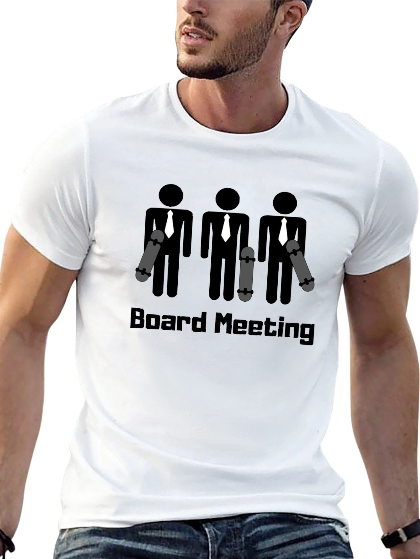 Board Meeting Graphic T-Shirt Skateboard Business Black Cotton Tee