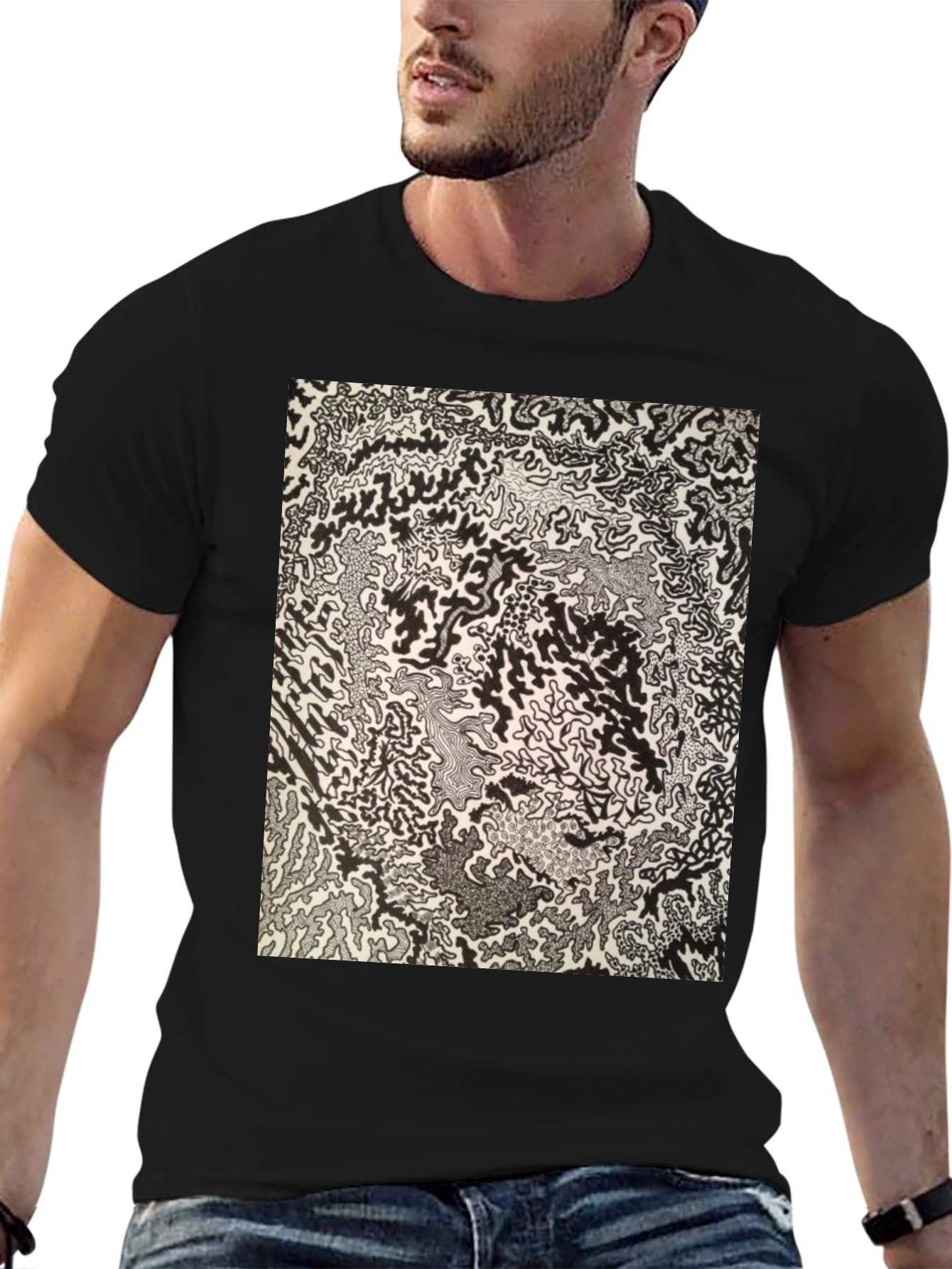 Abstract Black Tee - Unique Art Design