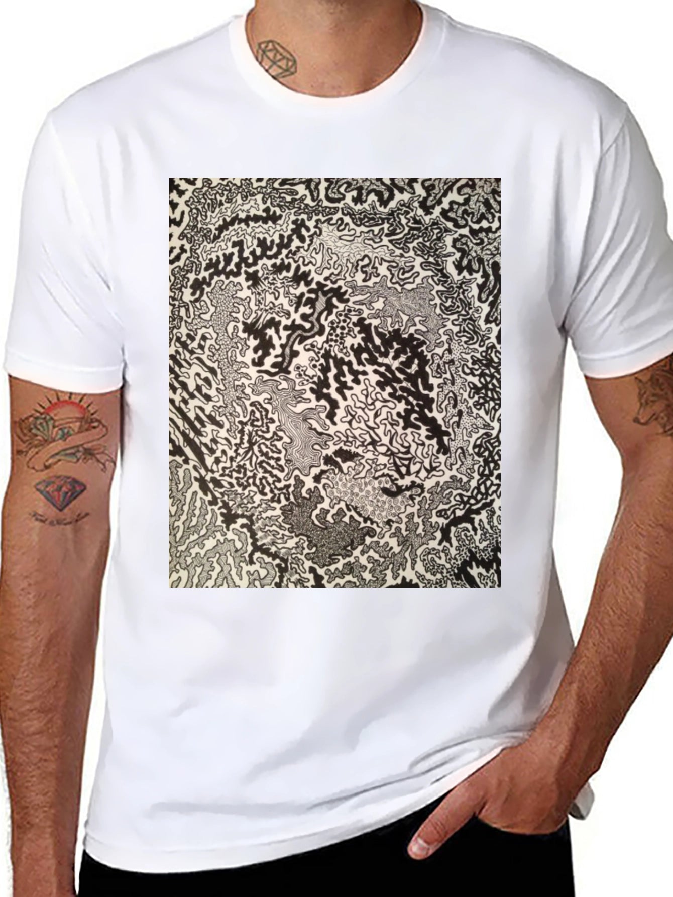 Abstract Black Tee - Unique Art Design