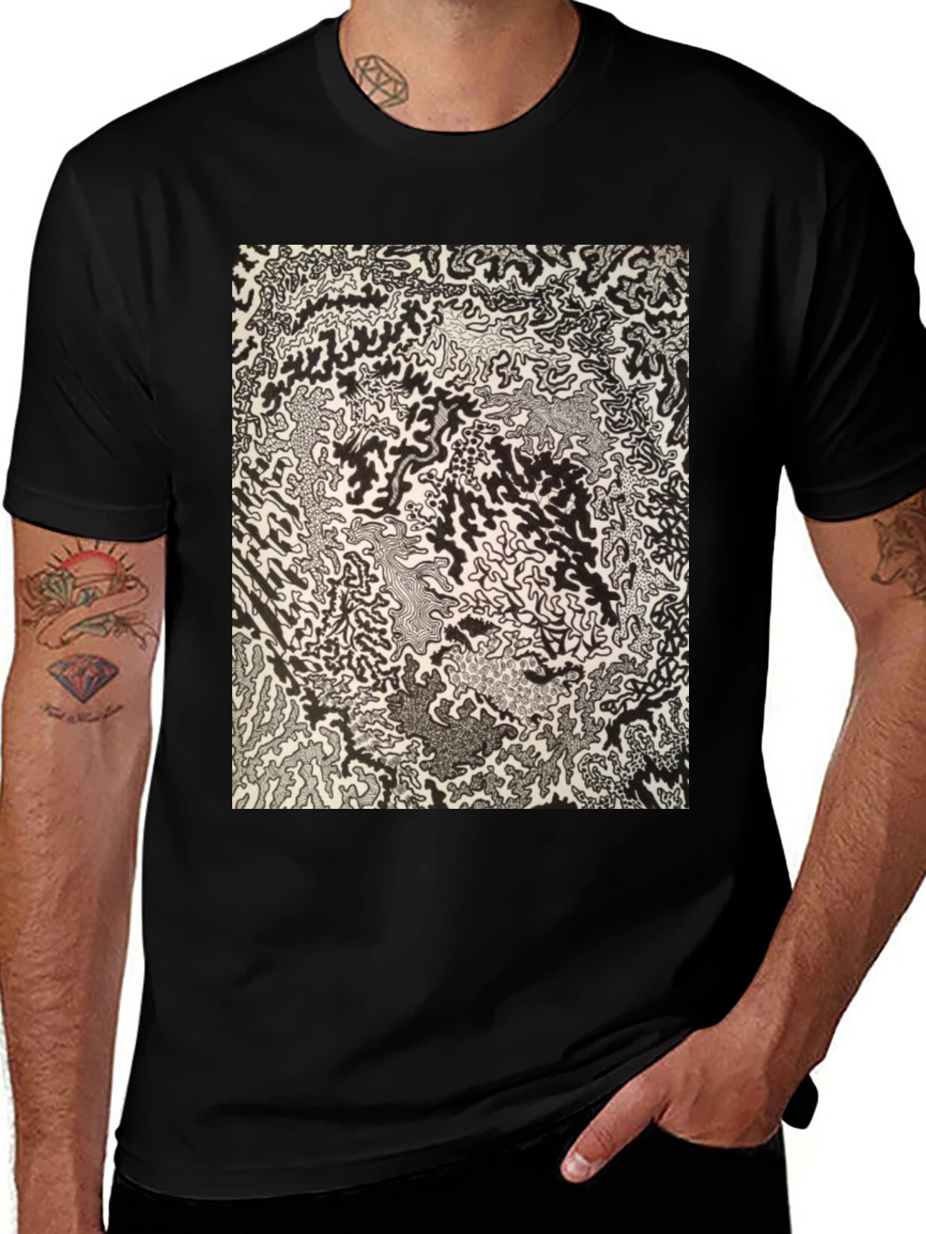 Abstract Black Tee - Unique Art Design
