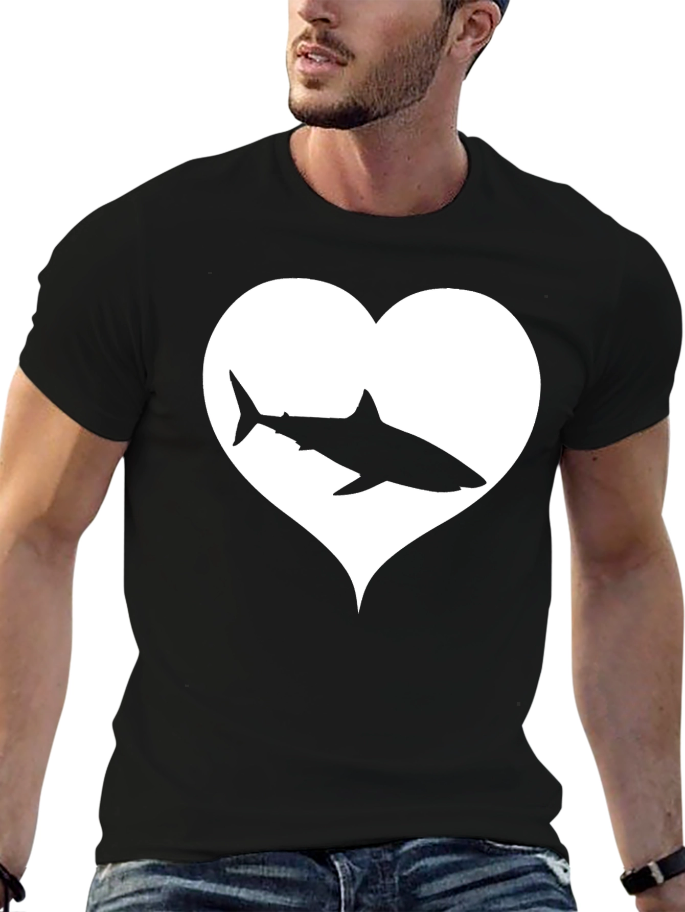 Shark Heart Graphic Tee - Black