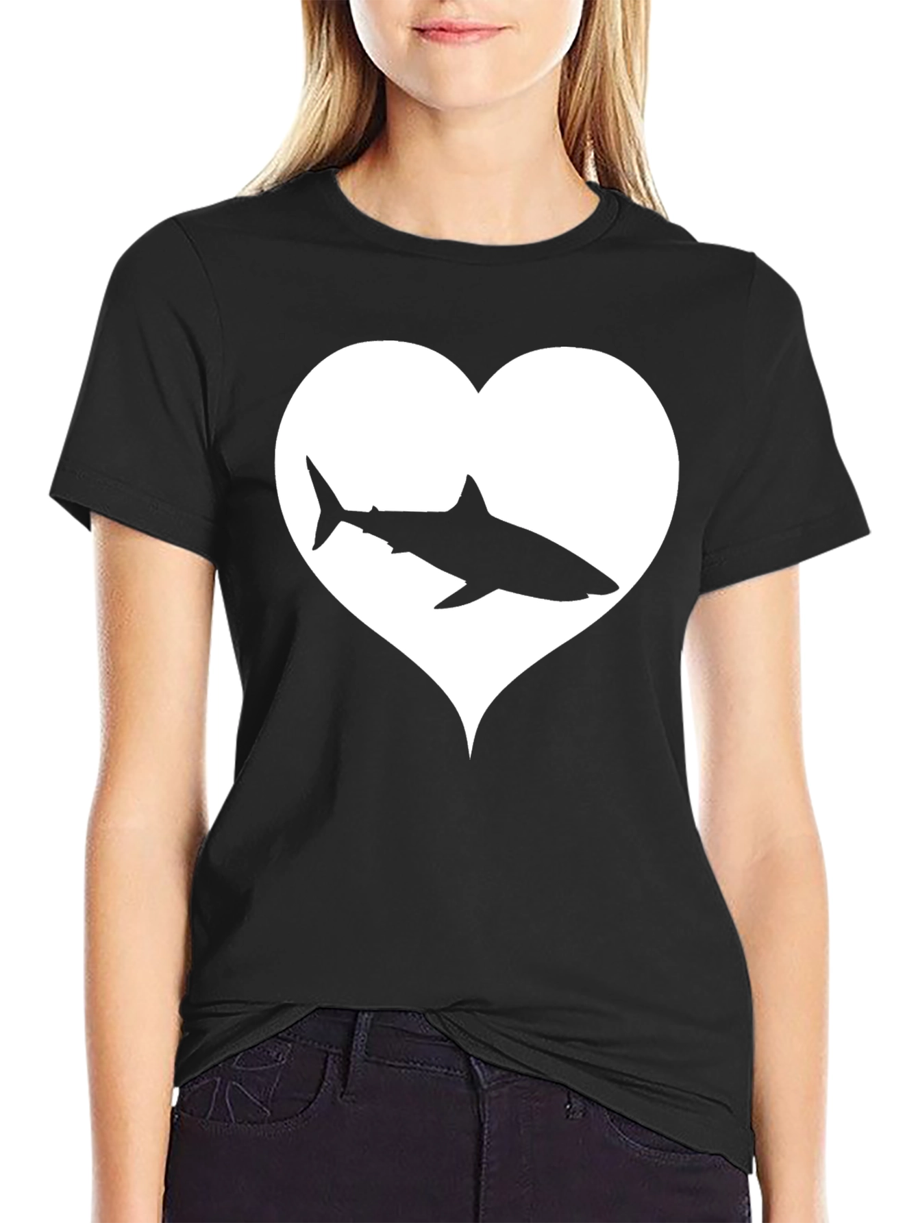 Shark Heart Graphic Tee - Black