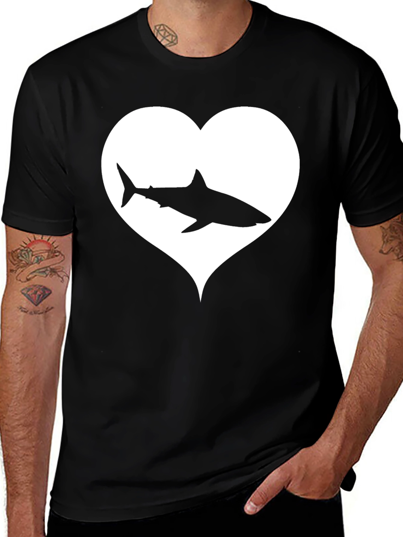 Shark Heart Graphic Tee - Black