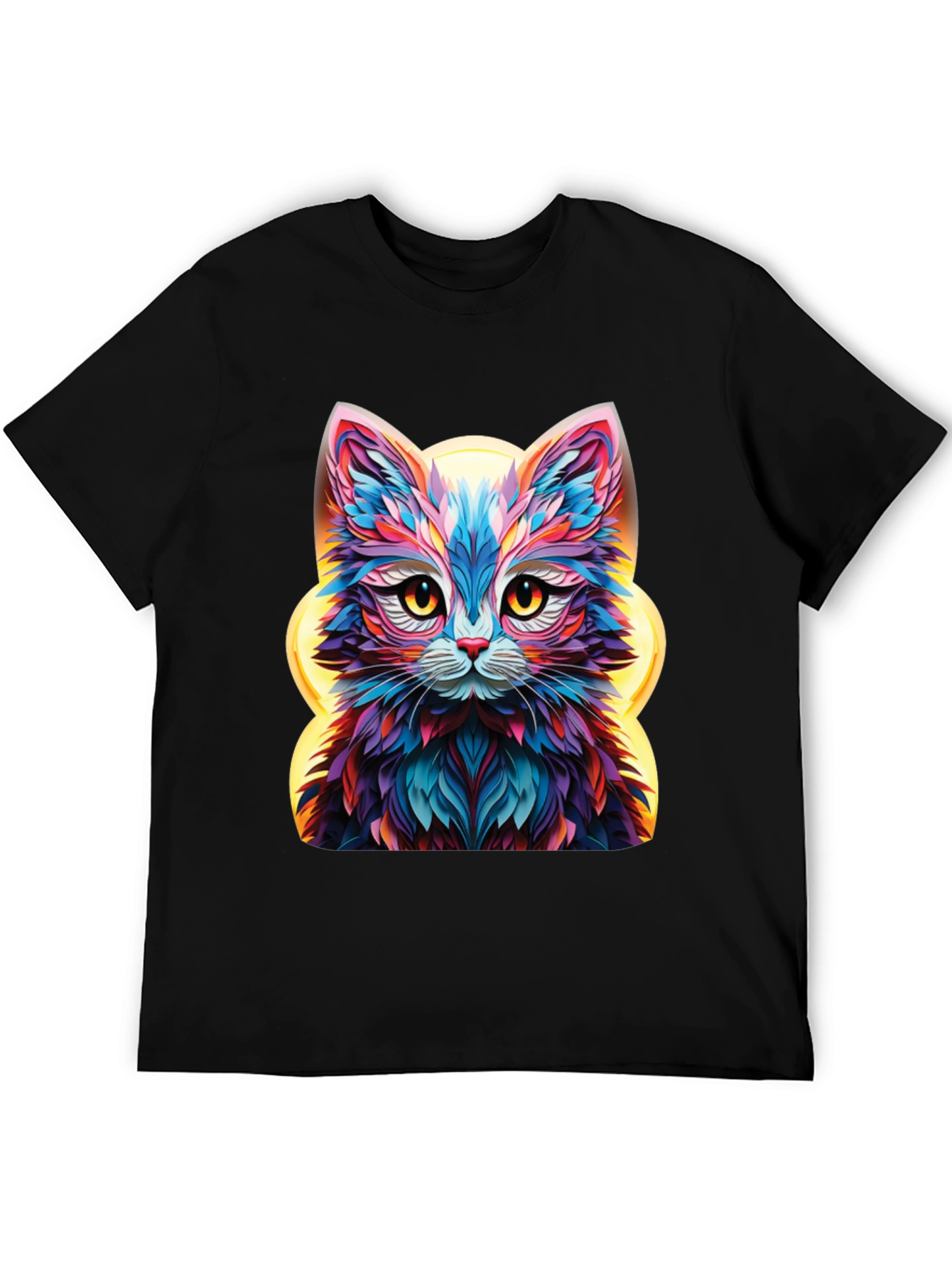 Vibrant Cat Graphic Tee - Unique Animal Design