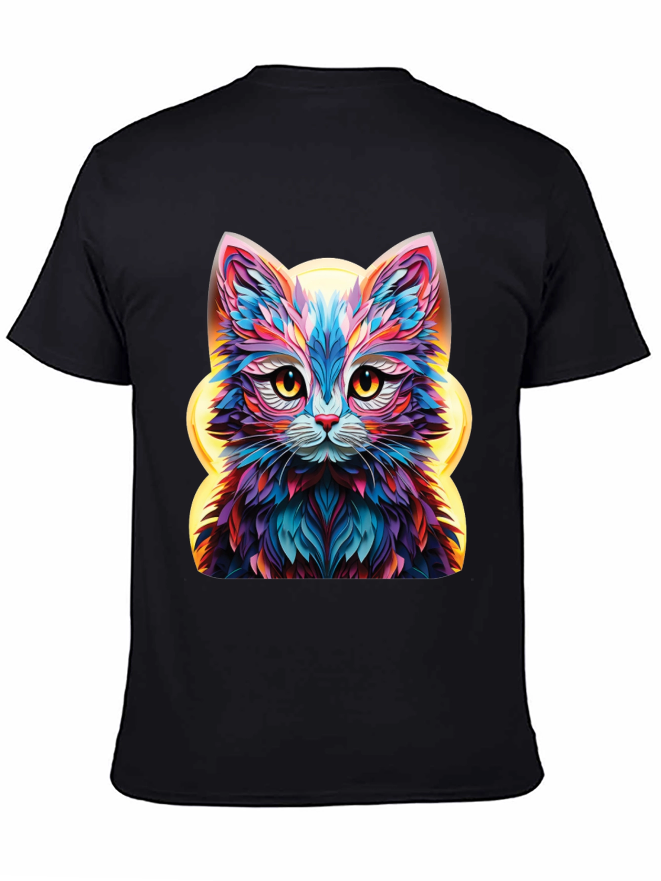 Vibrant Cat Graphic Tee - Unique Animal Design