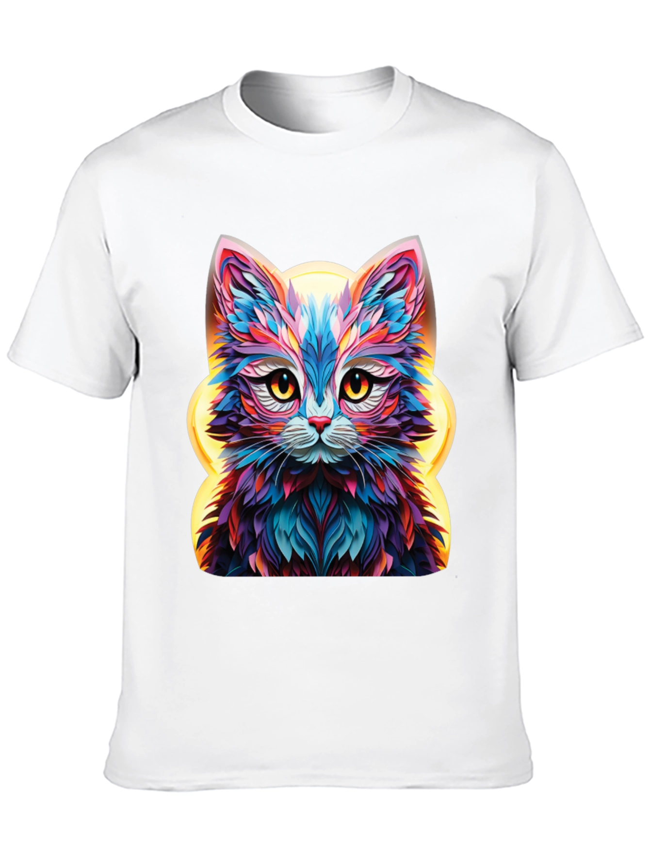 Vibrant Cat Graphic Tee - Unique Animal Design