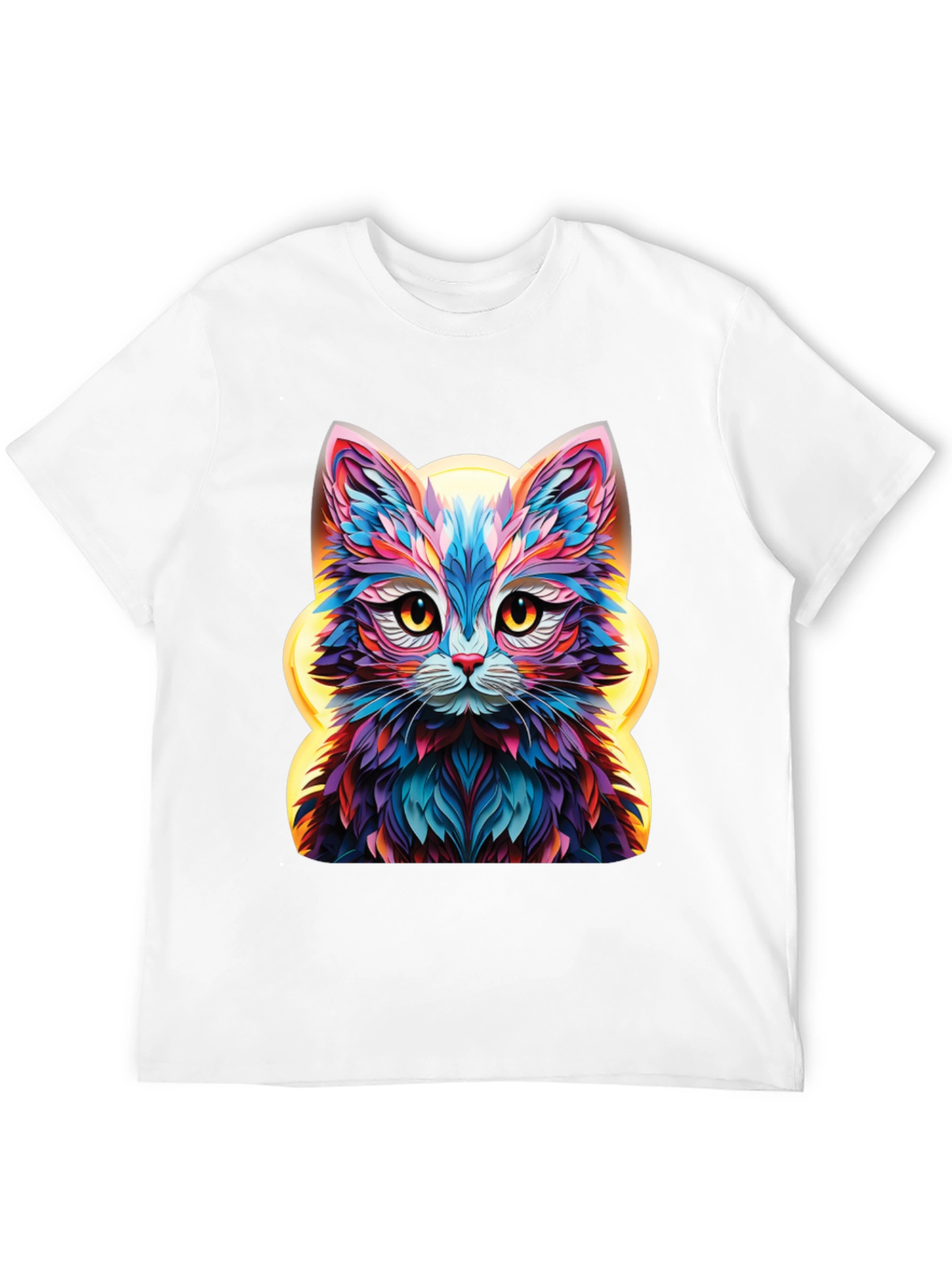 Vibrant Cat Graphic Tee - Unique Animal Design