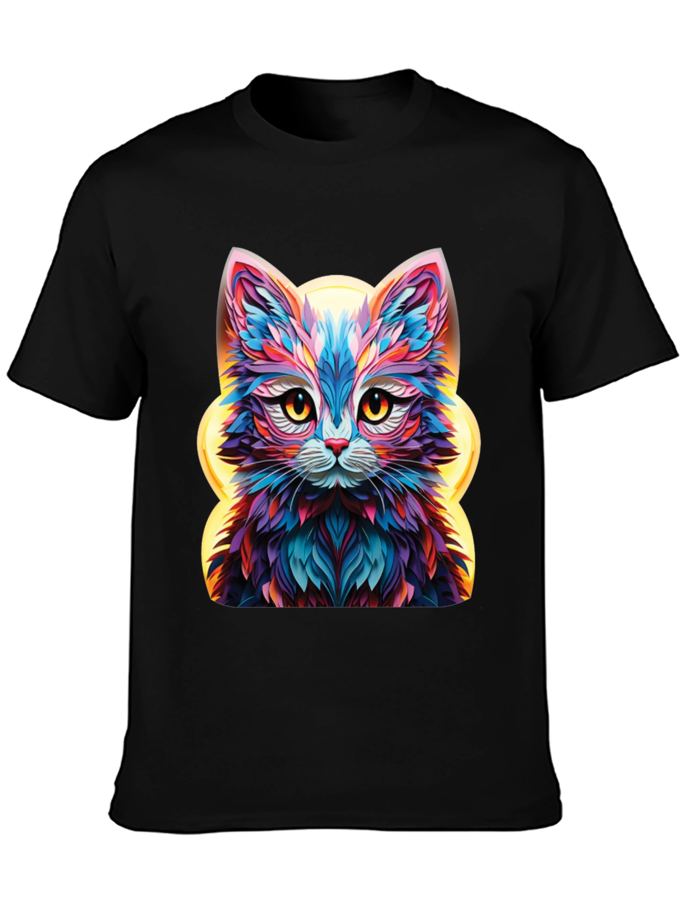 Vibrant Cat Graphic Tee - Unique Animal Design