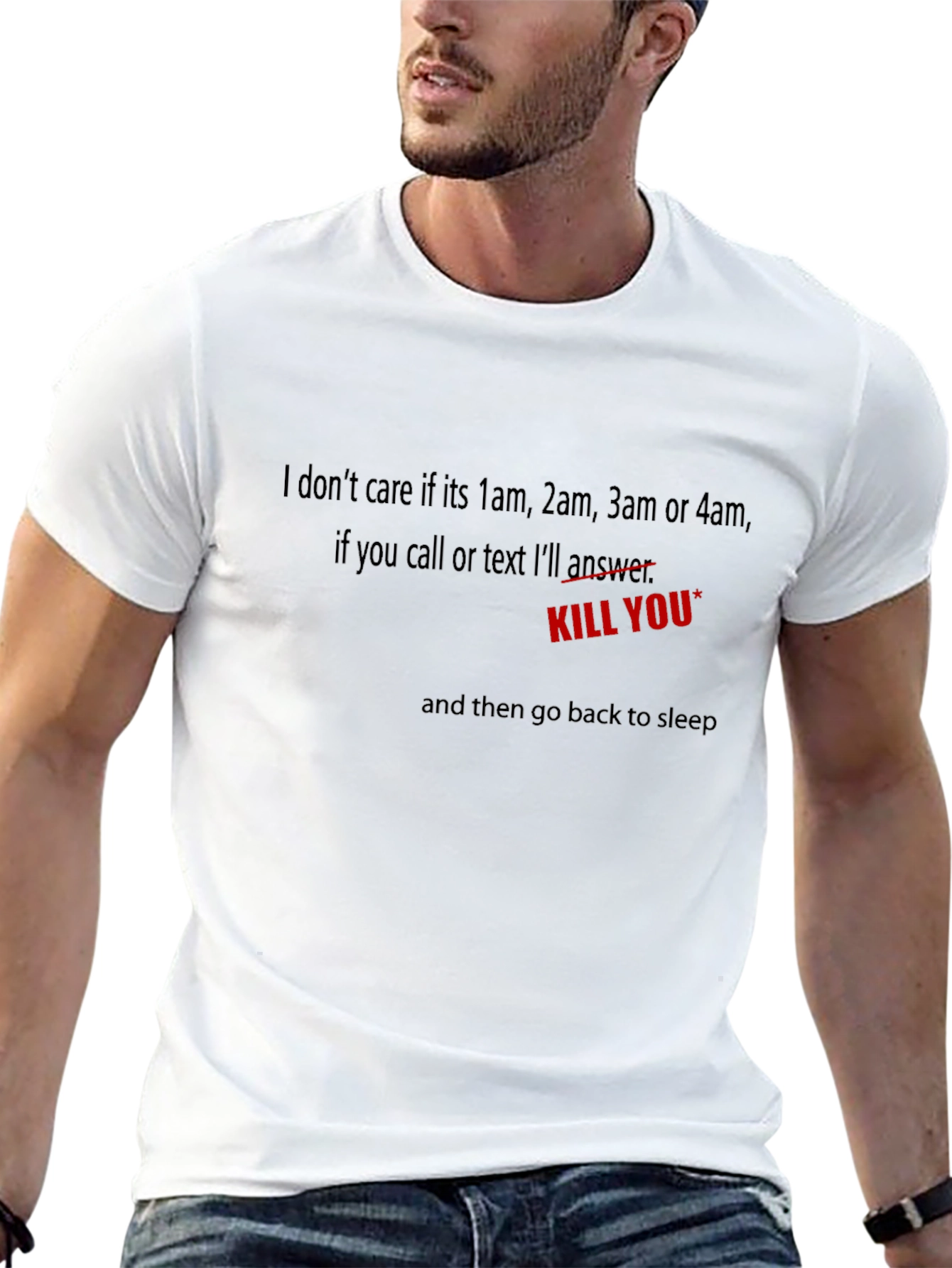 Humorous Kill You Graphic Tee - Black