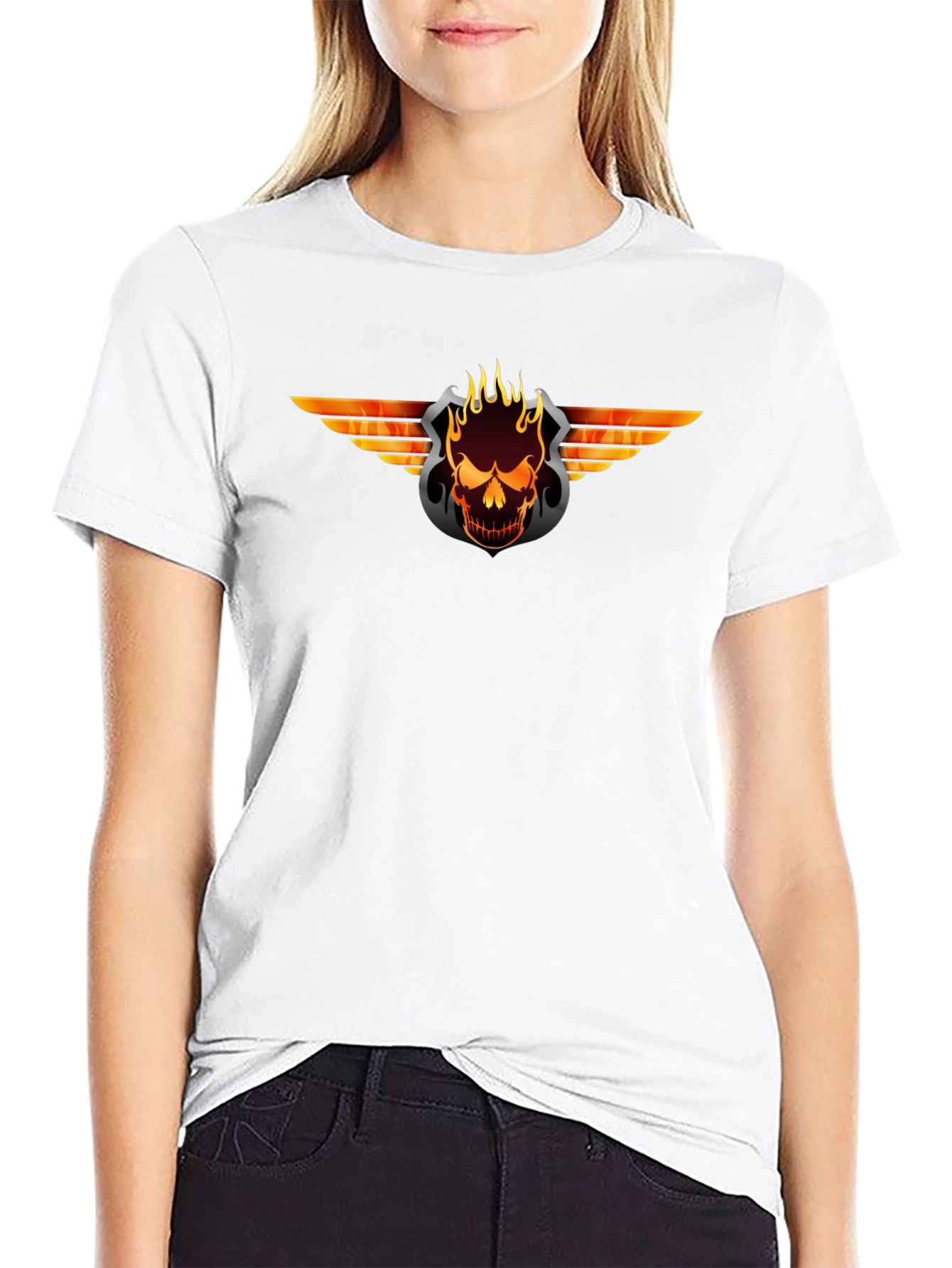 Fiery Skull Graphic Black T-Shirt