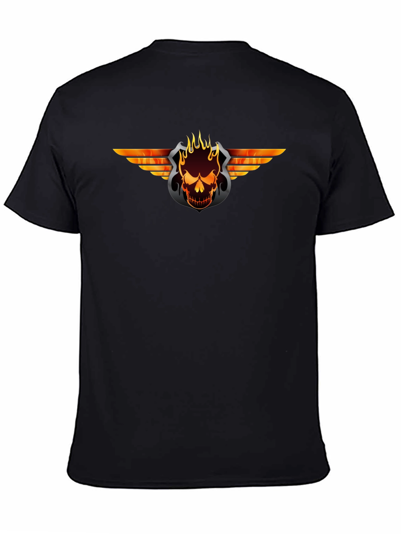 Fiery Skull Graphic Black T-Shirt