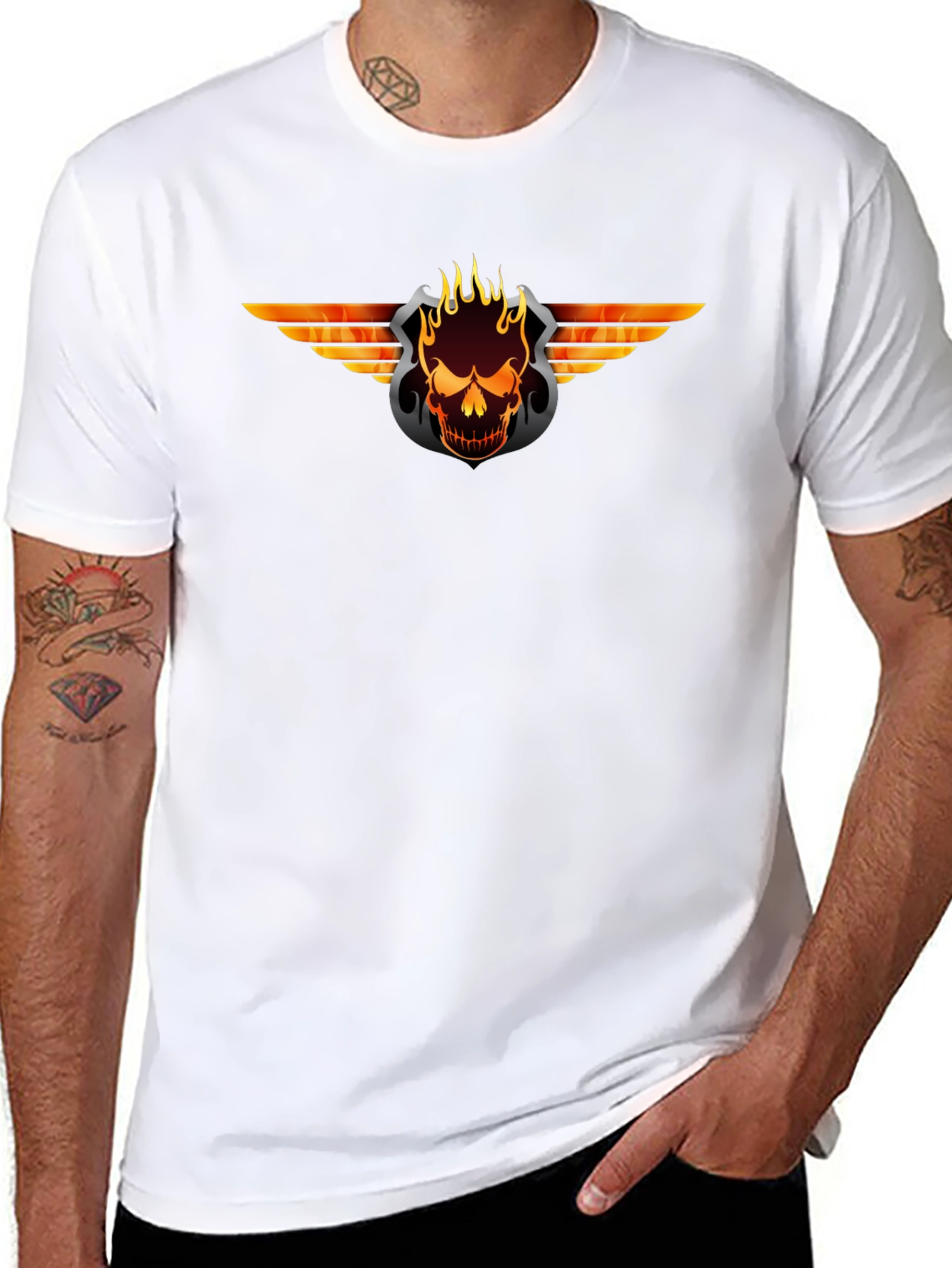Fiery Skull Graphic Black T-Shirt
