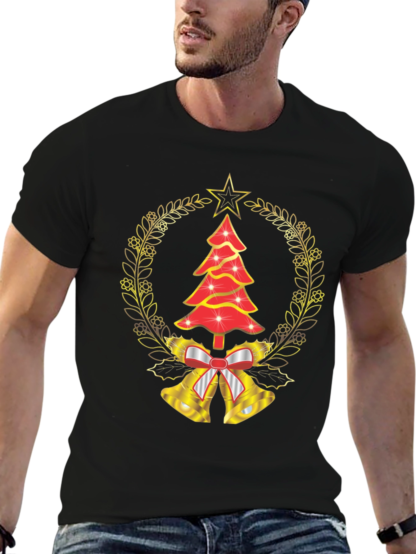 Christmas Tree Bell Wreath Graphic Tee