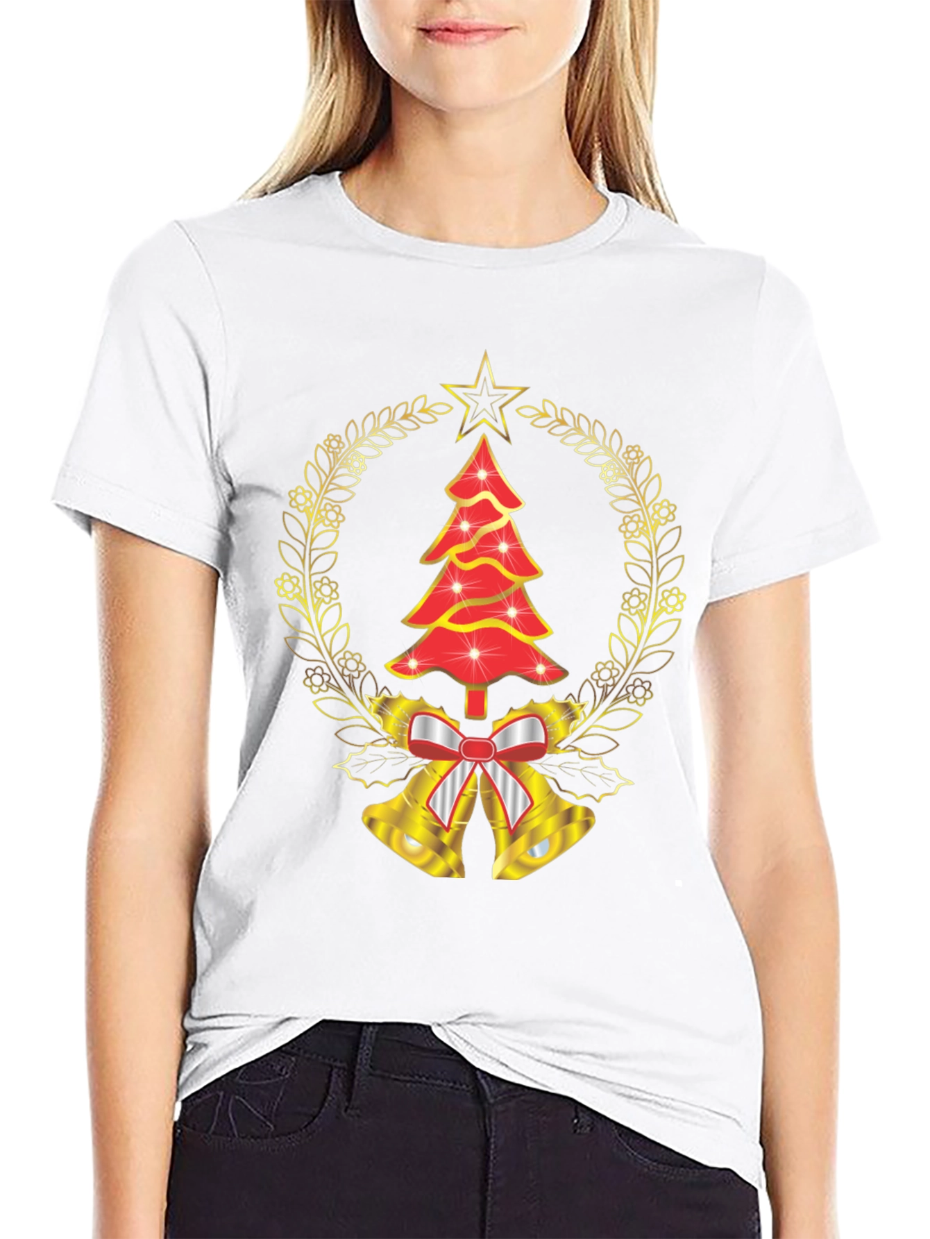 Christmas Tree Bell Wreath Graphic Tee