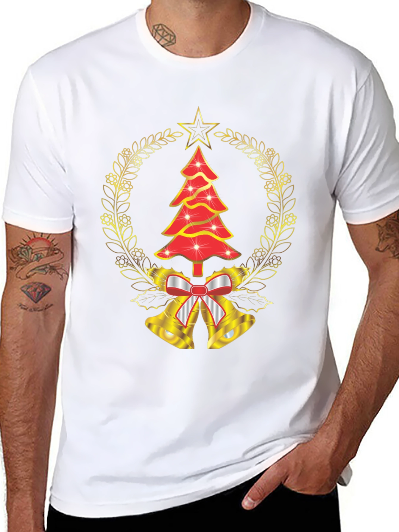 Christmas Tree Bell Wreath Graphic Tee