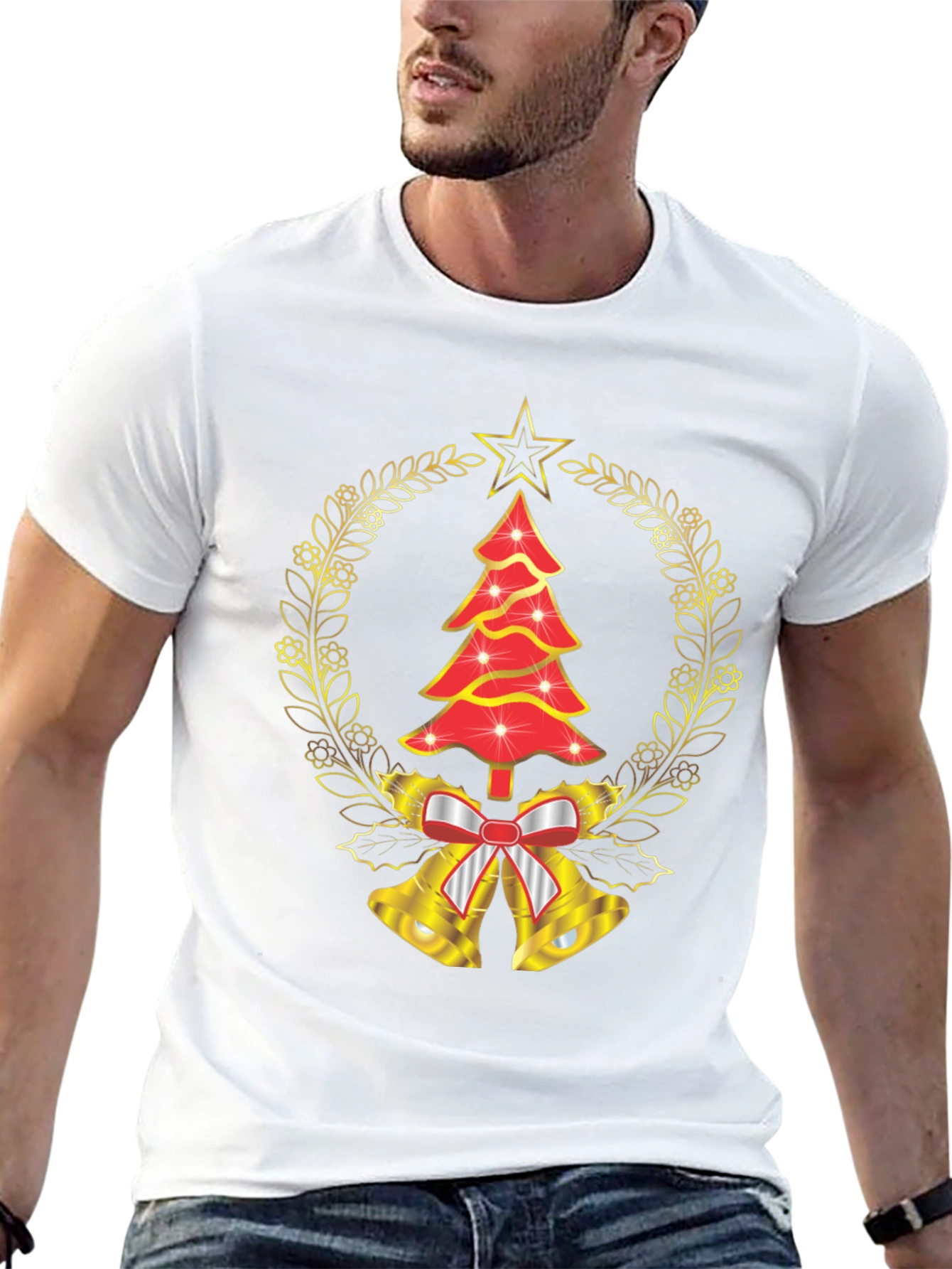 Christmas Tree Bell Wreath Graphic Tee