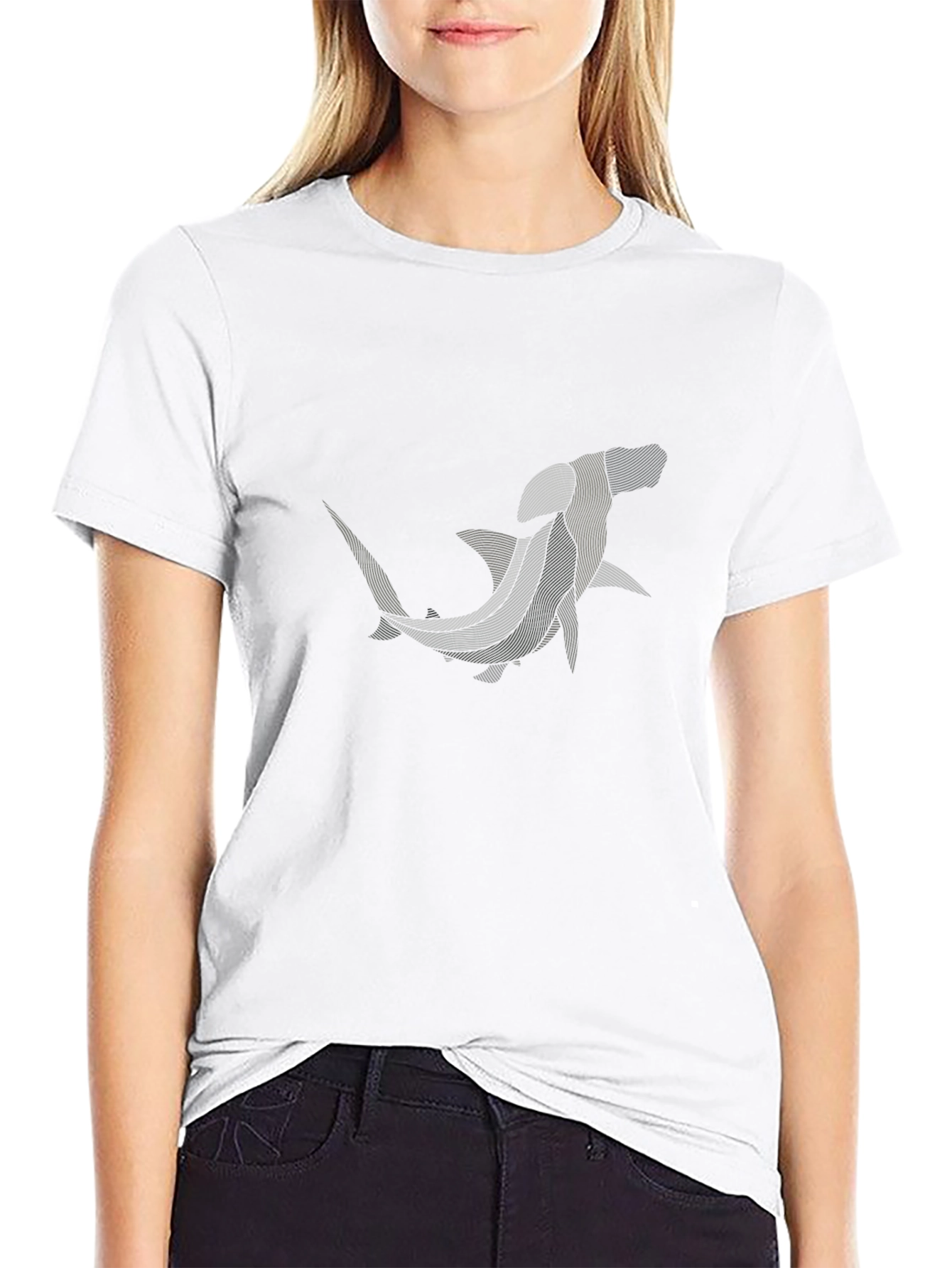 Hammerhead Shark Graphic Tee - Black Cotton T-Shirt