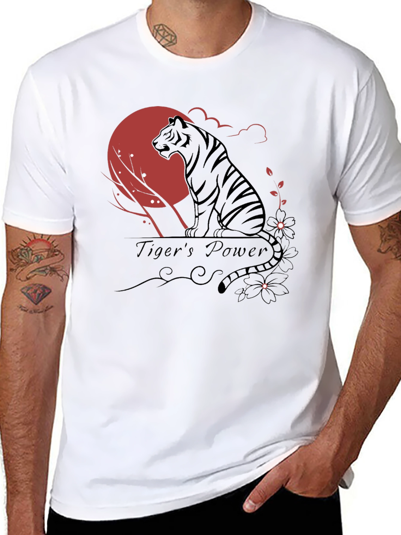Tigers Power Graphic Print Black T-Shirt