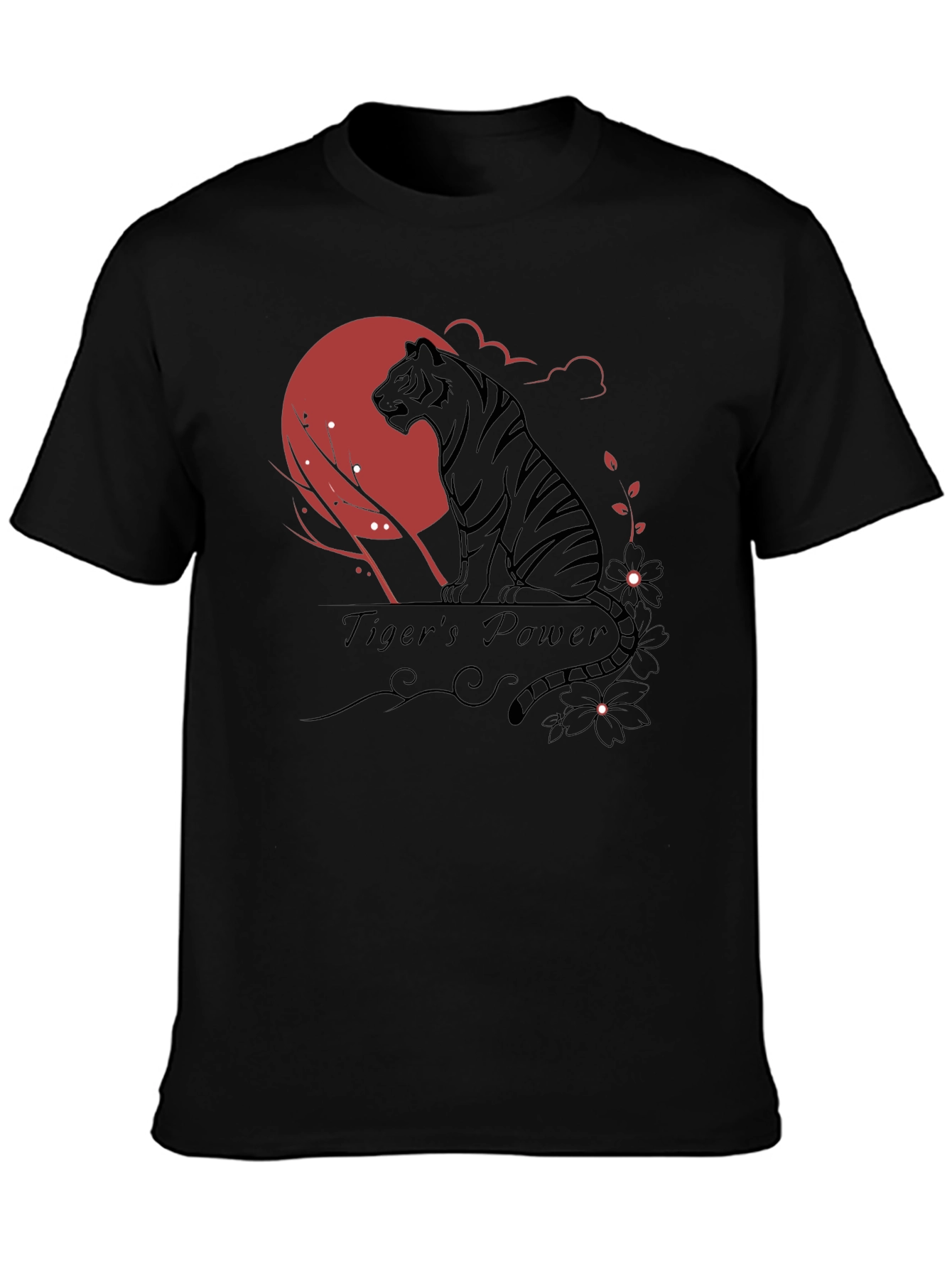 Tigers Power Graphic Print Black T-Shirt