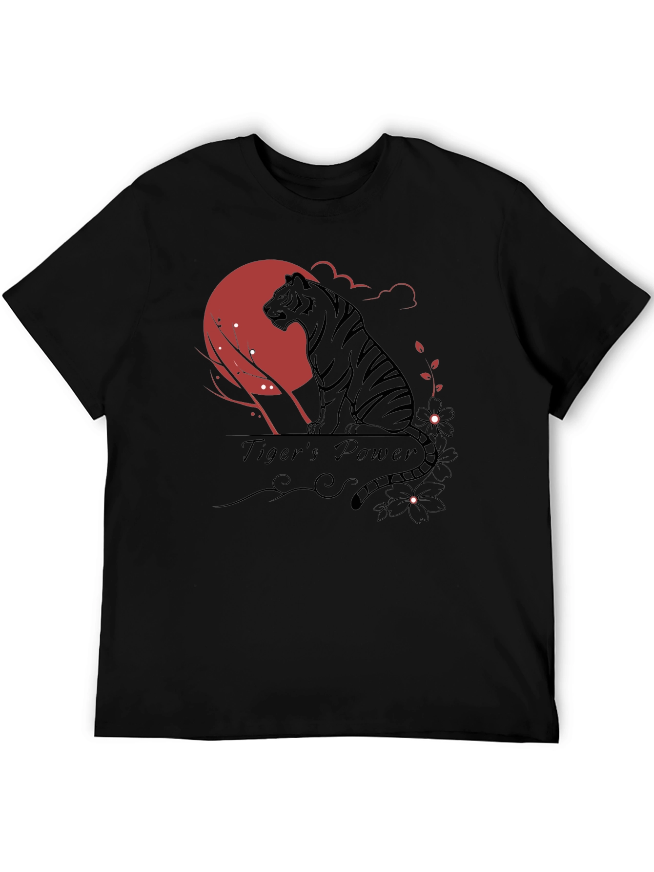 Tigers Power Graphic Print Black T-Shirt