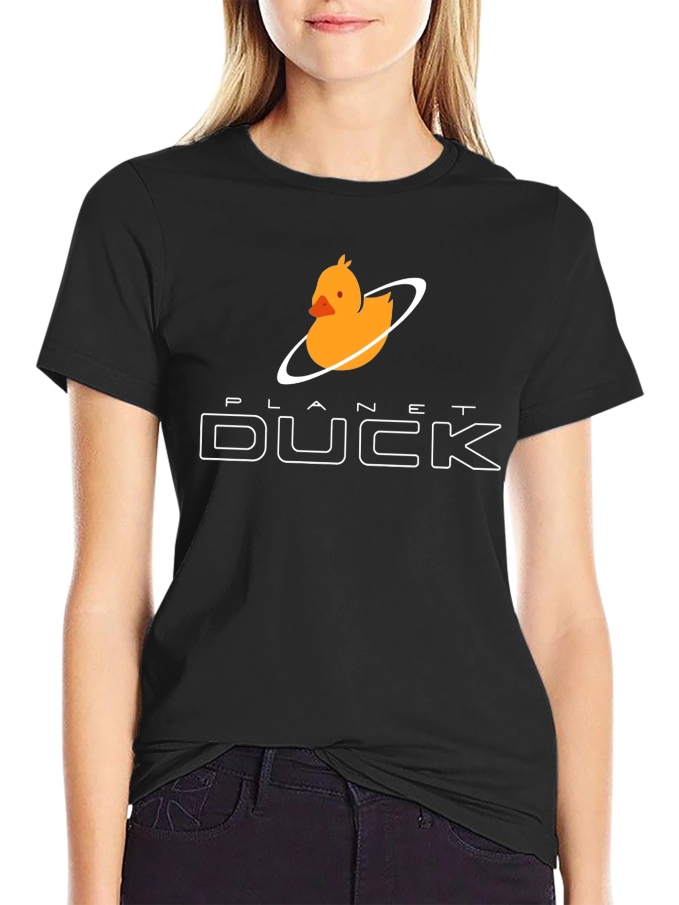 Planet Duck Graphic Tee - Fun Casual Black T-Shirt