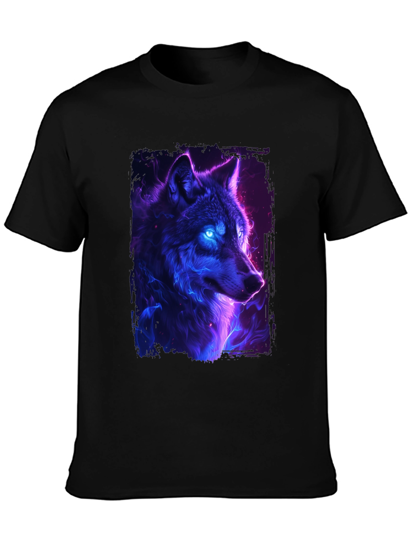Neon Wolf Graphic Tee - Black T-Shirt