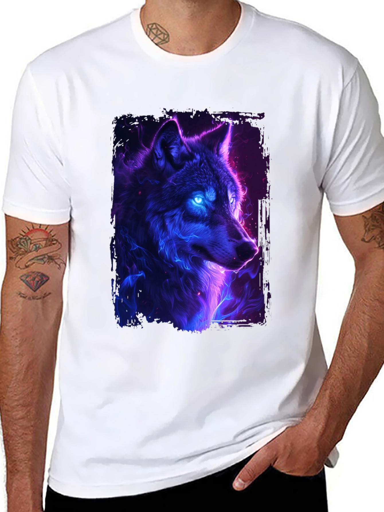 Neon Wolf Graphic Tee - Black T-Shirt