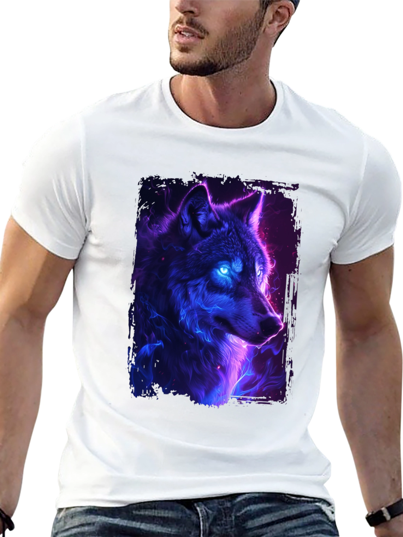 Neon Wolf Graphic Tee - Black T-Shirt