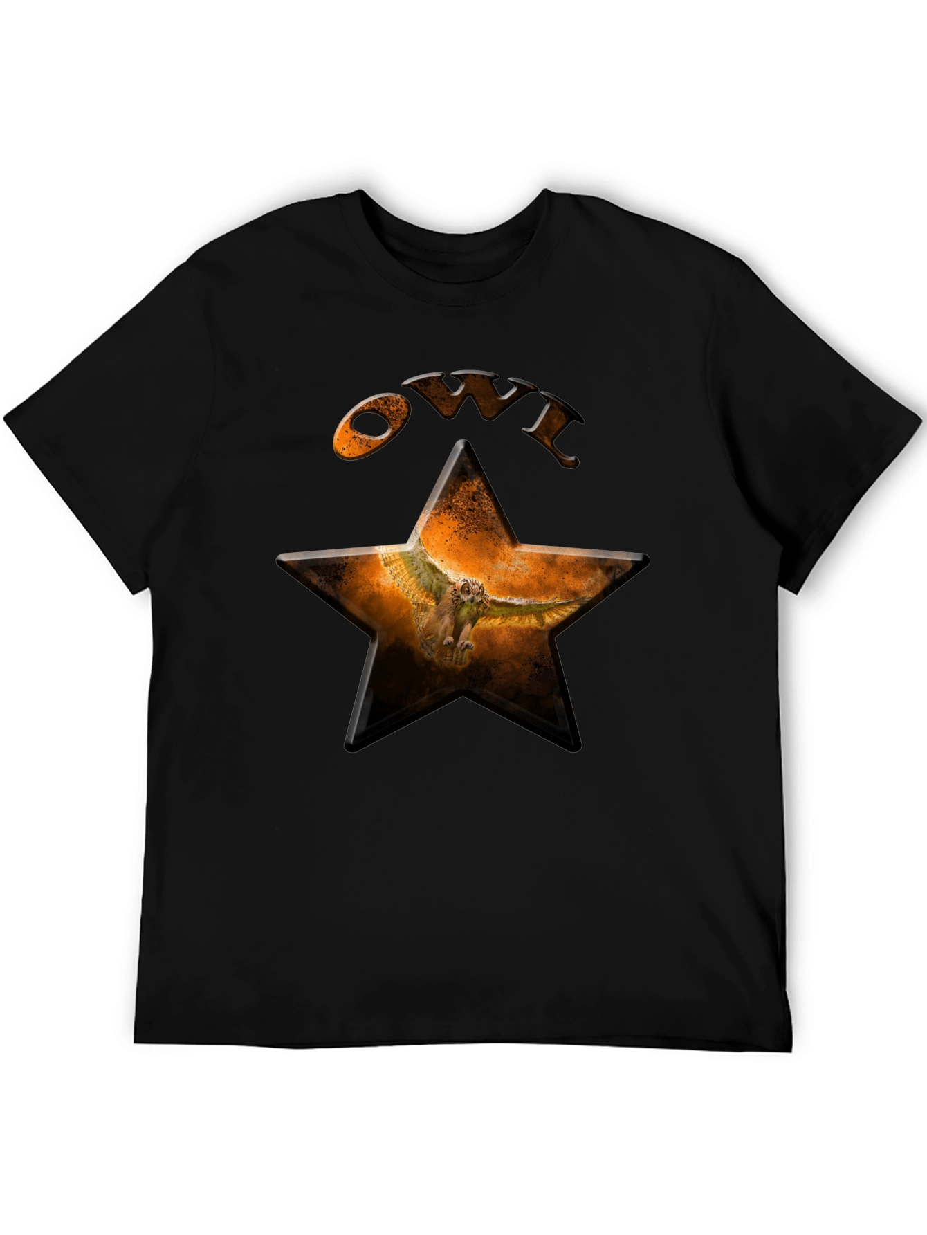 Owl Star Graphic T-Shirt - Black